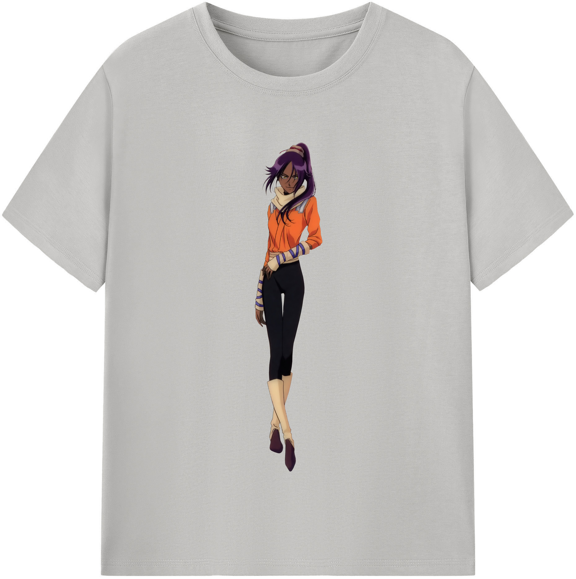 （画像用） ブリーチ 四楓院 夜一（しほういん よるいち） BLEACH Shihouin Yoruichi レディースカジュアルプリントTシャツ（綿100％）