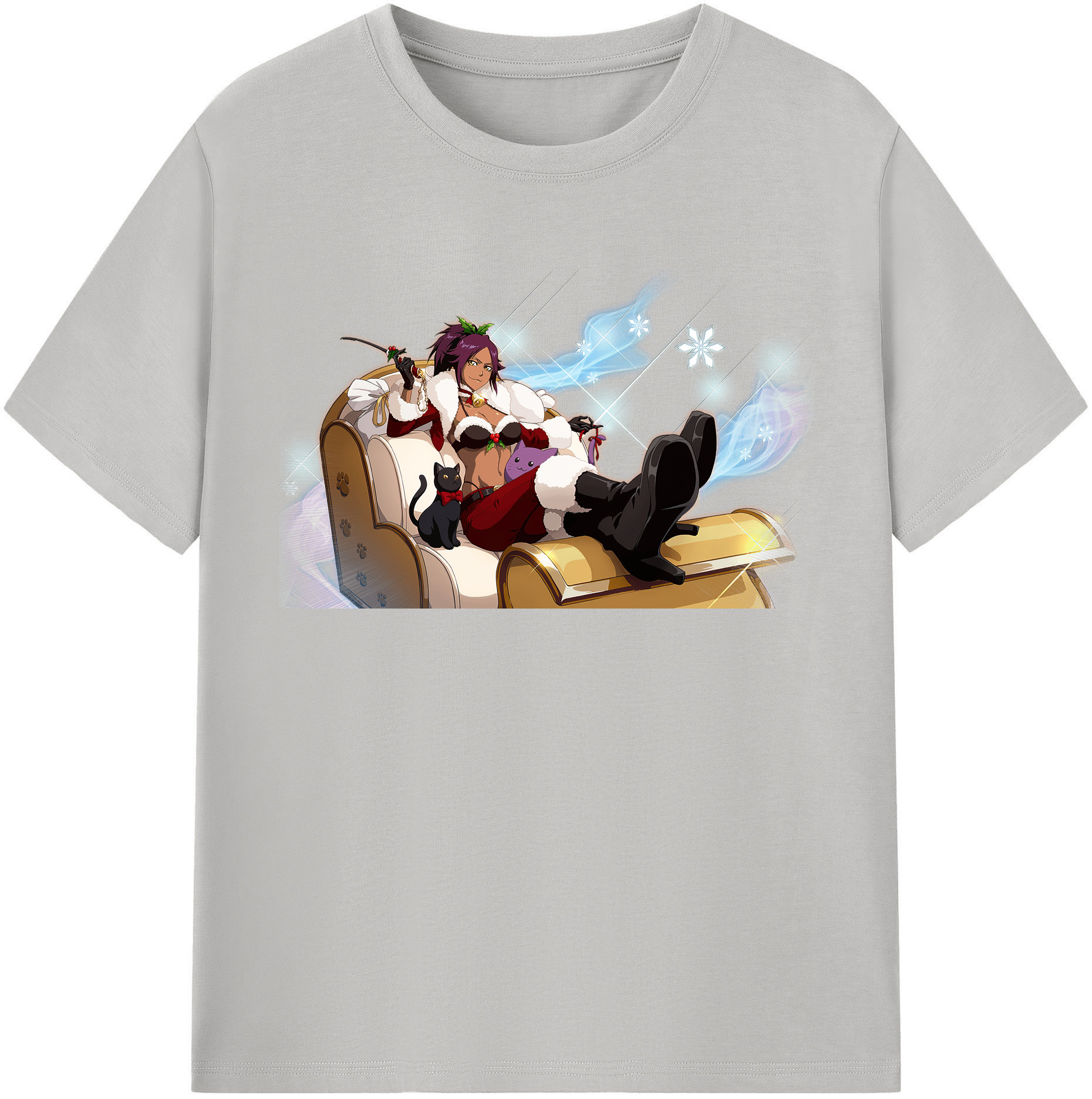 （画像用） ブリーチ 四楓院 夜一（しほういん よるいち） BLEACH Shihouin Yoruichi レディースカジュアルプリントTシャツ（綿100％）