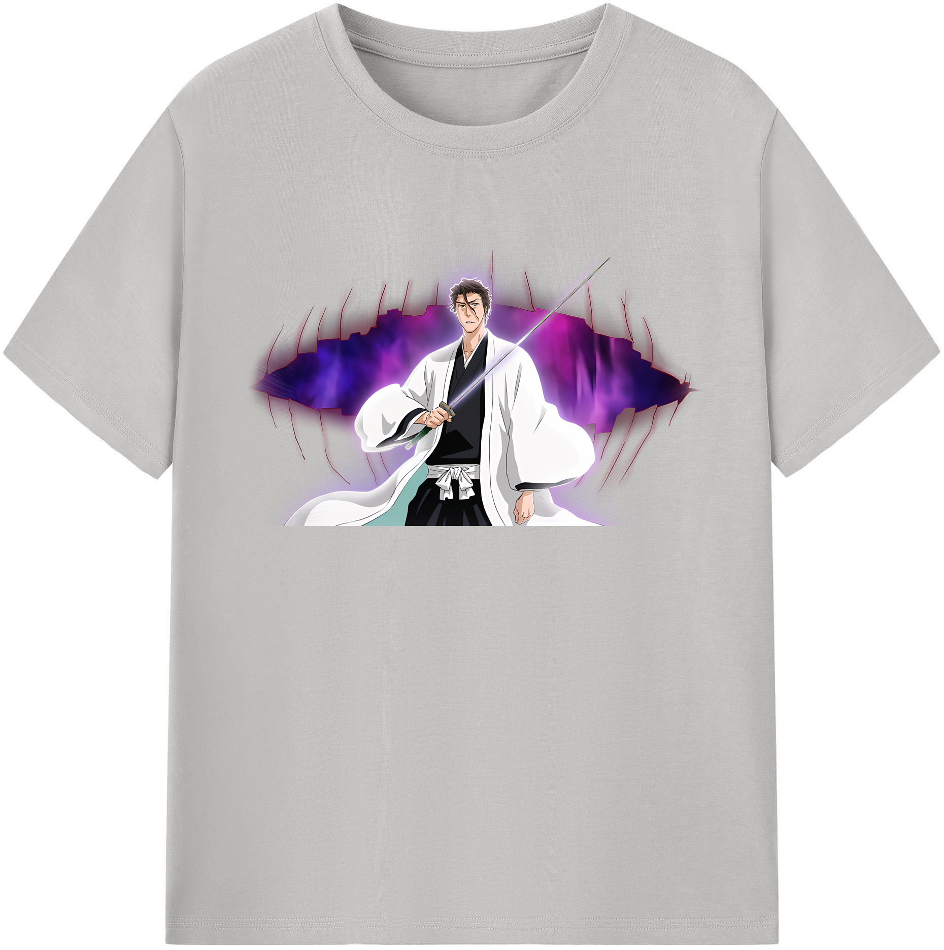 （画像用） ブリーチ 藍染 惣右介（あいぜん そうすけ） BLEACH Aizen Sousuke レディースカジュアルプリントTシャツ（綿100％）