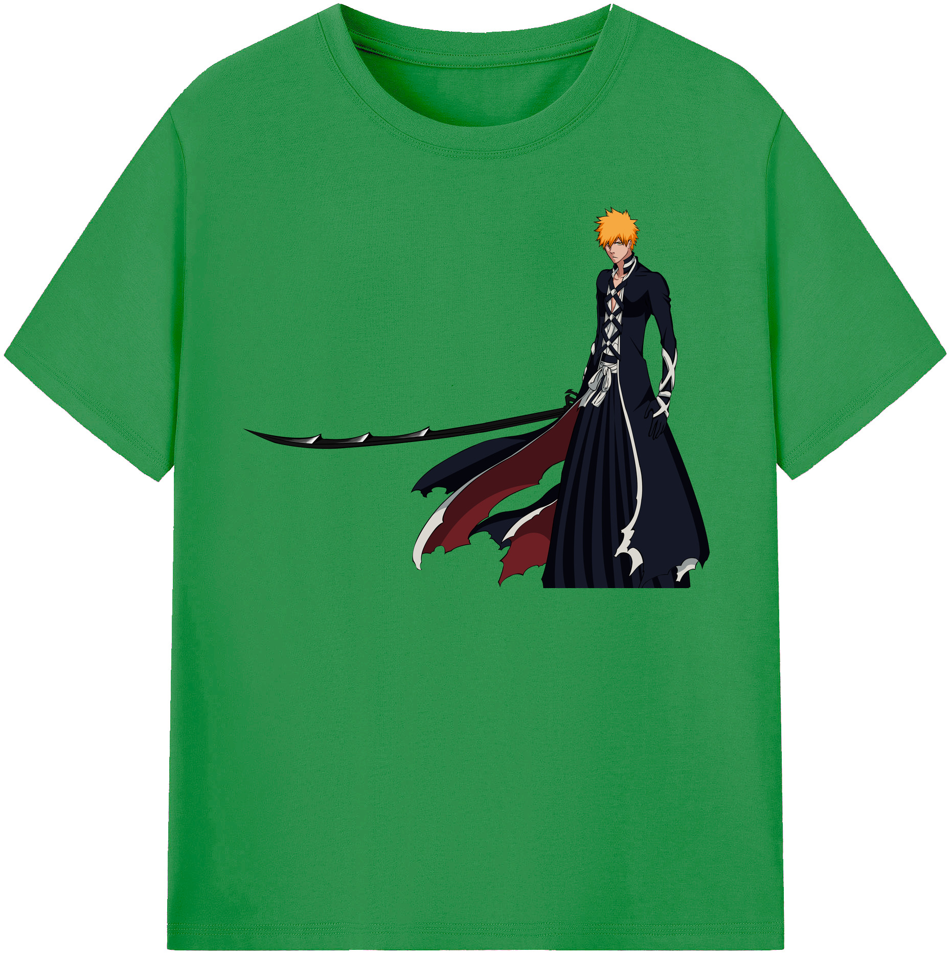 （画像用） ブリーチ 黒崎一護（くろさき いちご）BLEACH Kurosaki Ichigo レディースカジュアルプリントTシャツ（綿100％）