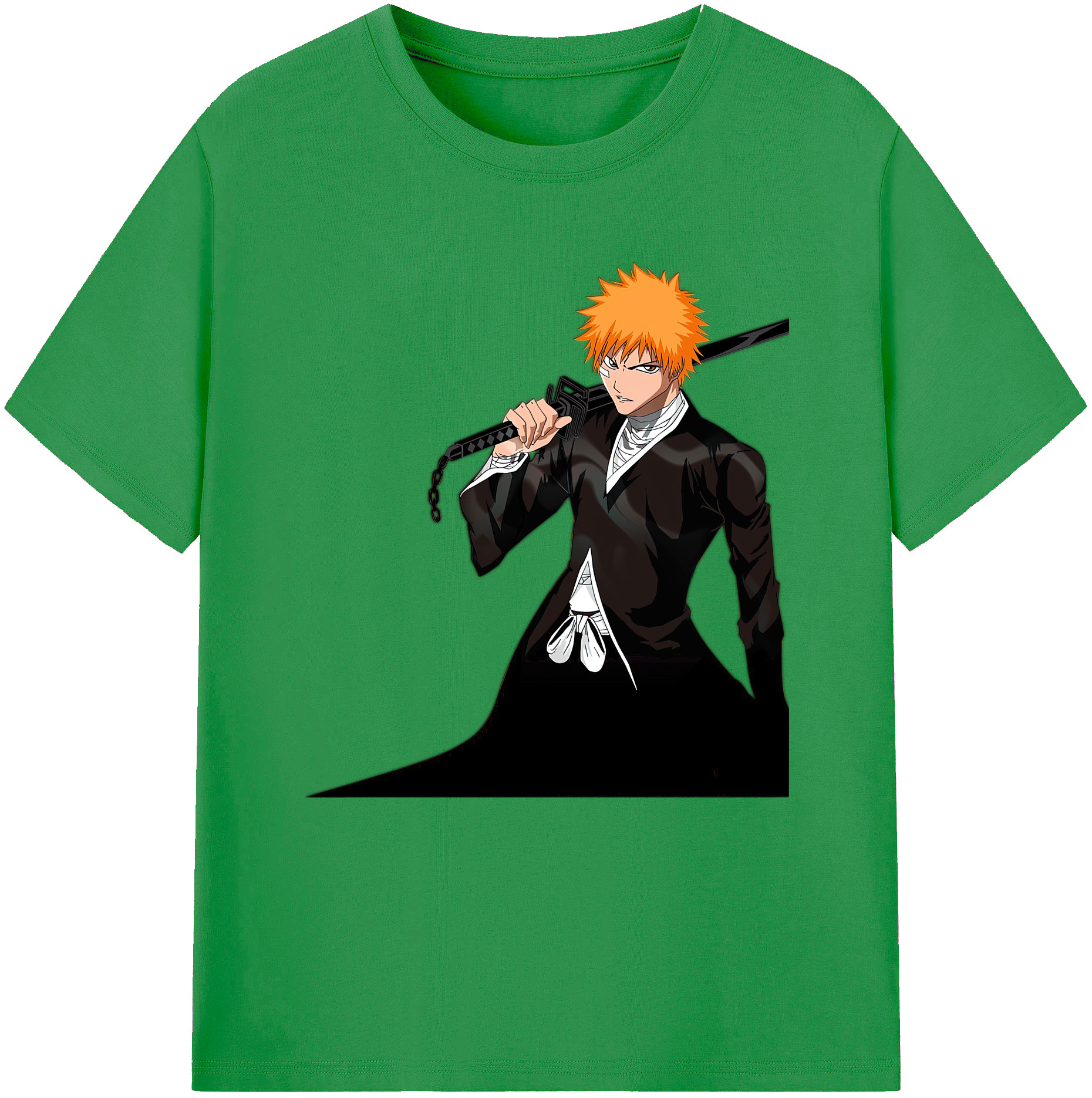 （画像用） ブリーチ 黒崎一護（くろさき いちご）BLEACH Kurosaki Ichigo レディースカジュアルプリントTシャツ（綿100％）