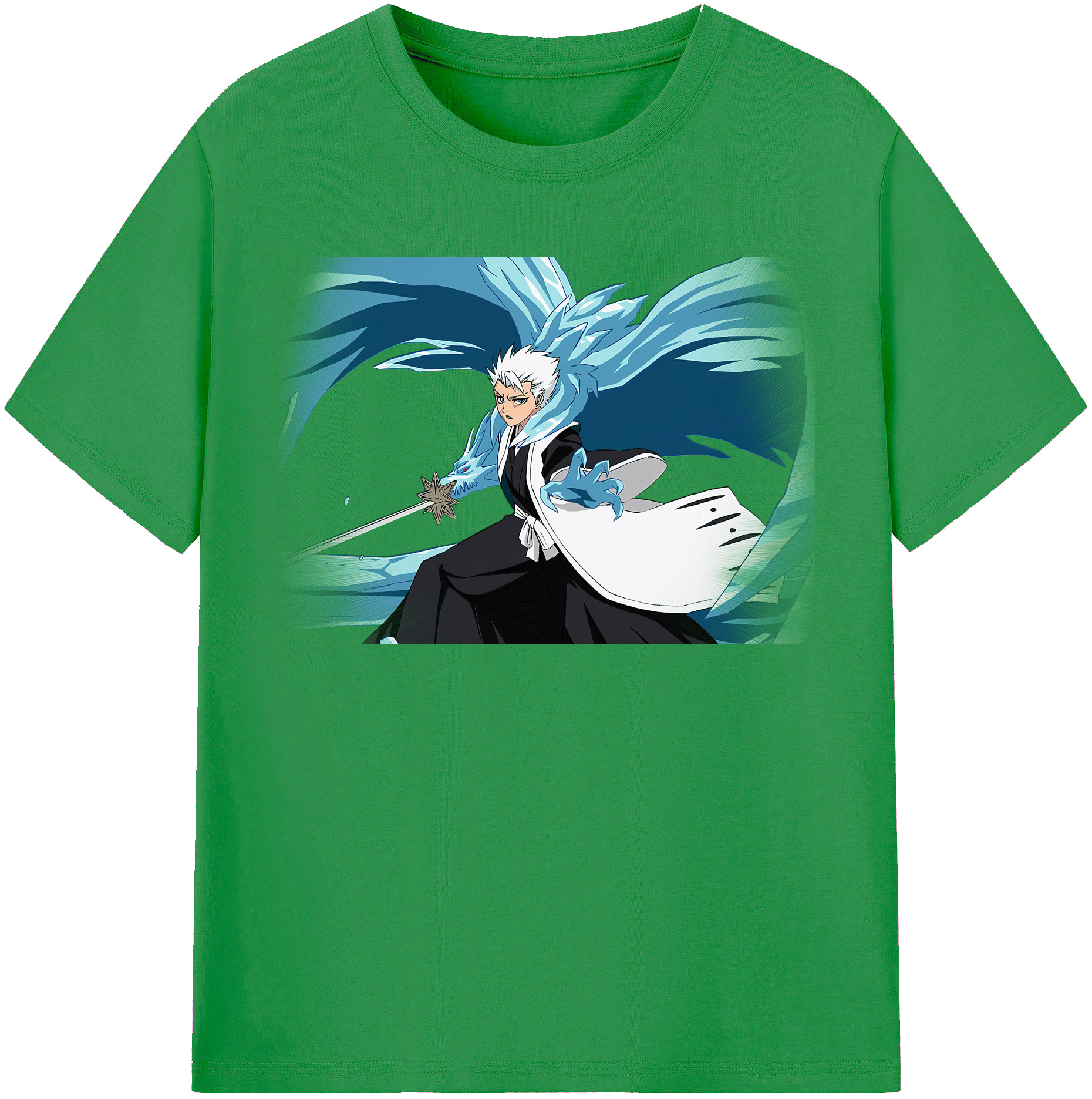 （画像用） ブリーチ 日番谷冬獅郎（ひつがや とうしろう） BLEACH Hitsugaya Toushirou レディースカジュアルプリントTシャツ（綿100％）