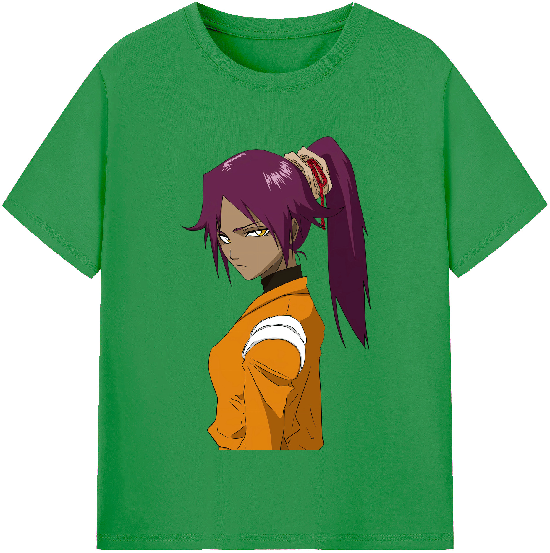 （画像用） ブリーチ 四楓院 夜一（しほういん よるいち） BLEACH Shihouin Yoruichi レディースカジュアルプリントTシャツ（綿100％）