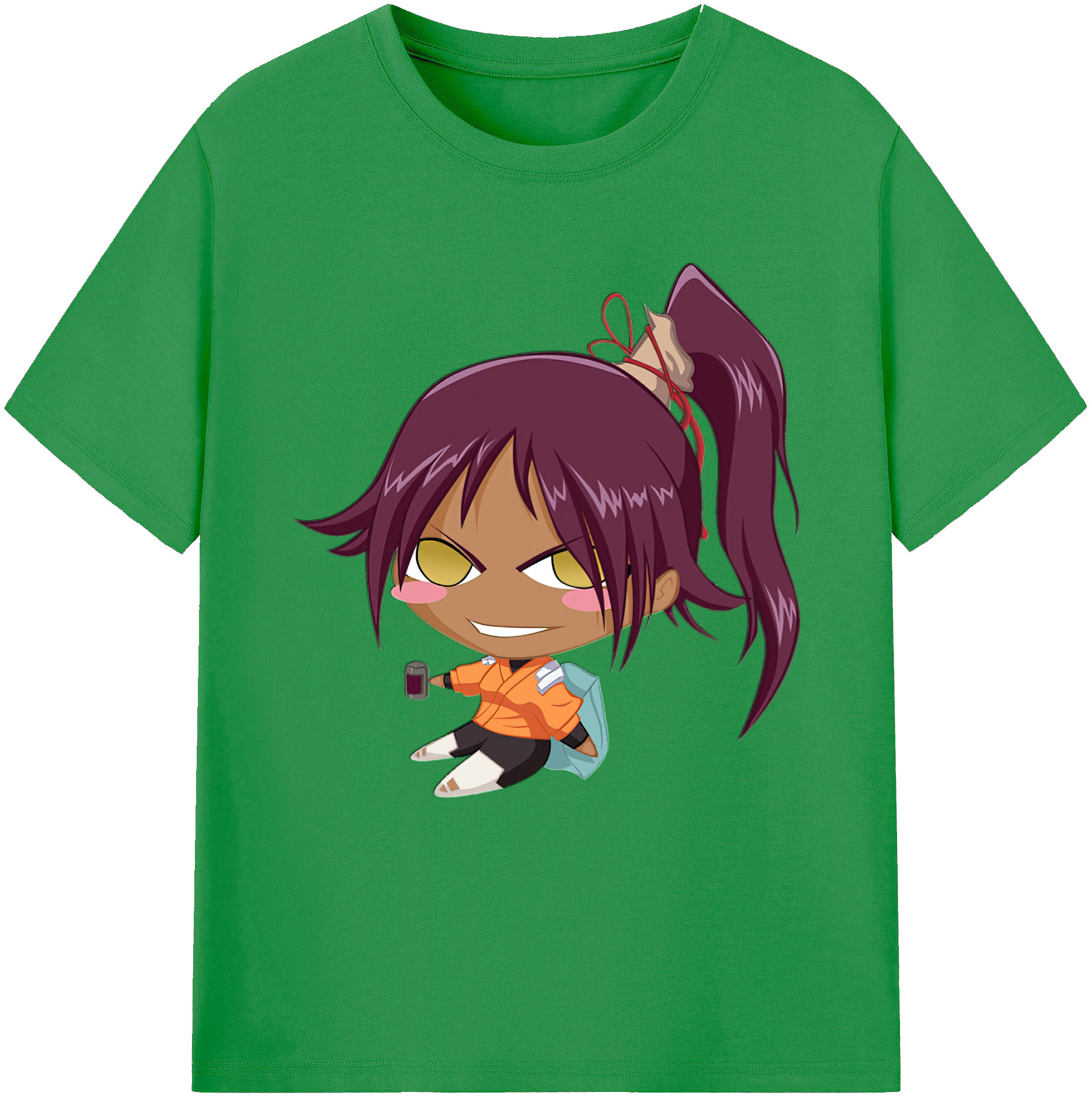（画像用） ブリーチ 四楓院 夜一（しほういん よるいち） BLEACH Shihouin Yoruichi レディースカジュアルプリントTシャツ（綿100％）