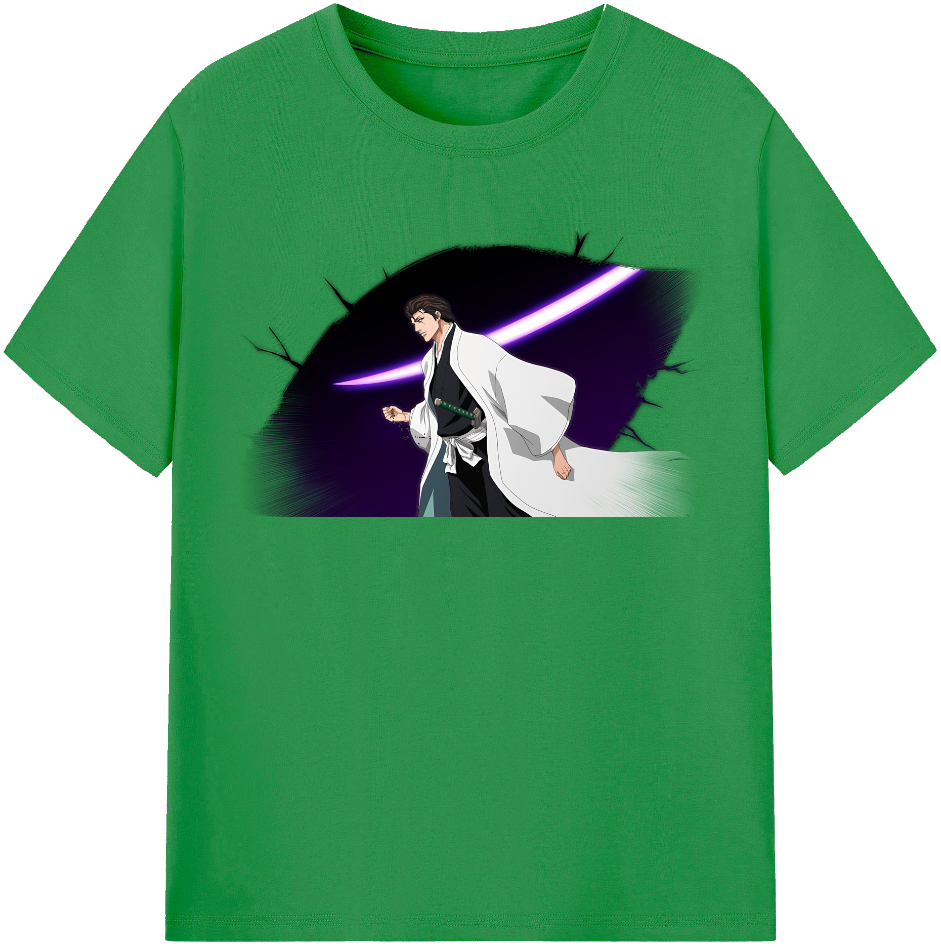 （画像用） ブリーチ 藍染 惣右介（あいぜん そうすけ） BLEACH Aizen Sousuke レディースカジュアルプリントTシャツ（綿100％）