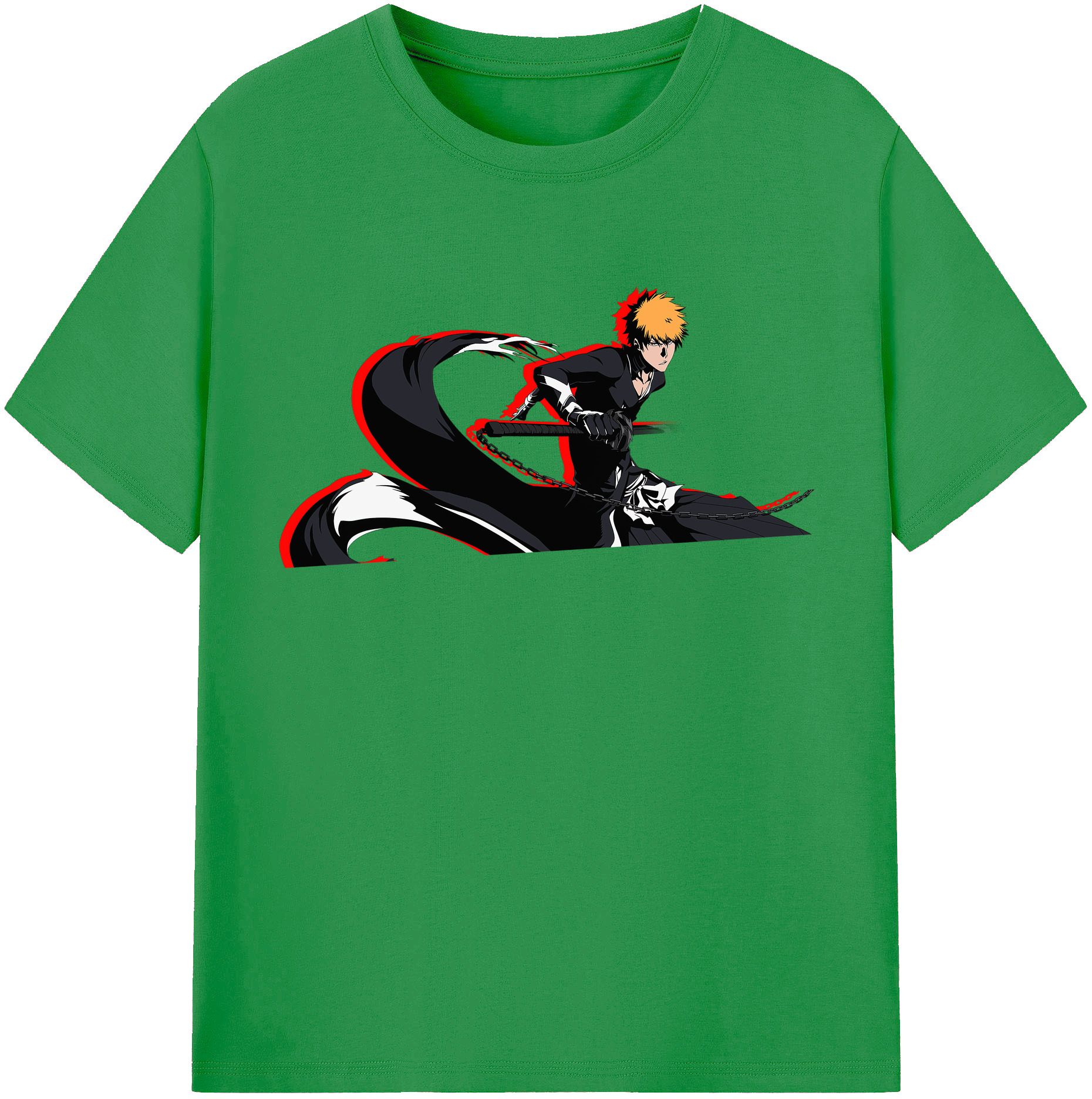 （画像用） ブリーチ 黒崎一護（くろさき いちご）BLEACH Kurosaki Ichigo レディースカジュアルプリントTシャツ（綿100％）
