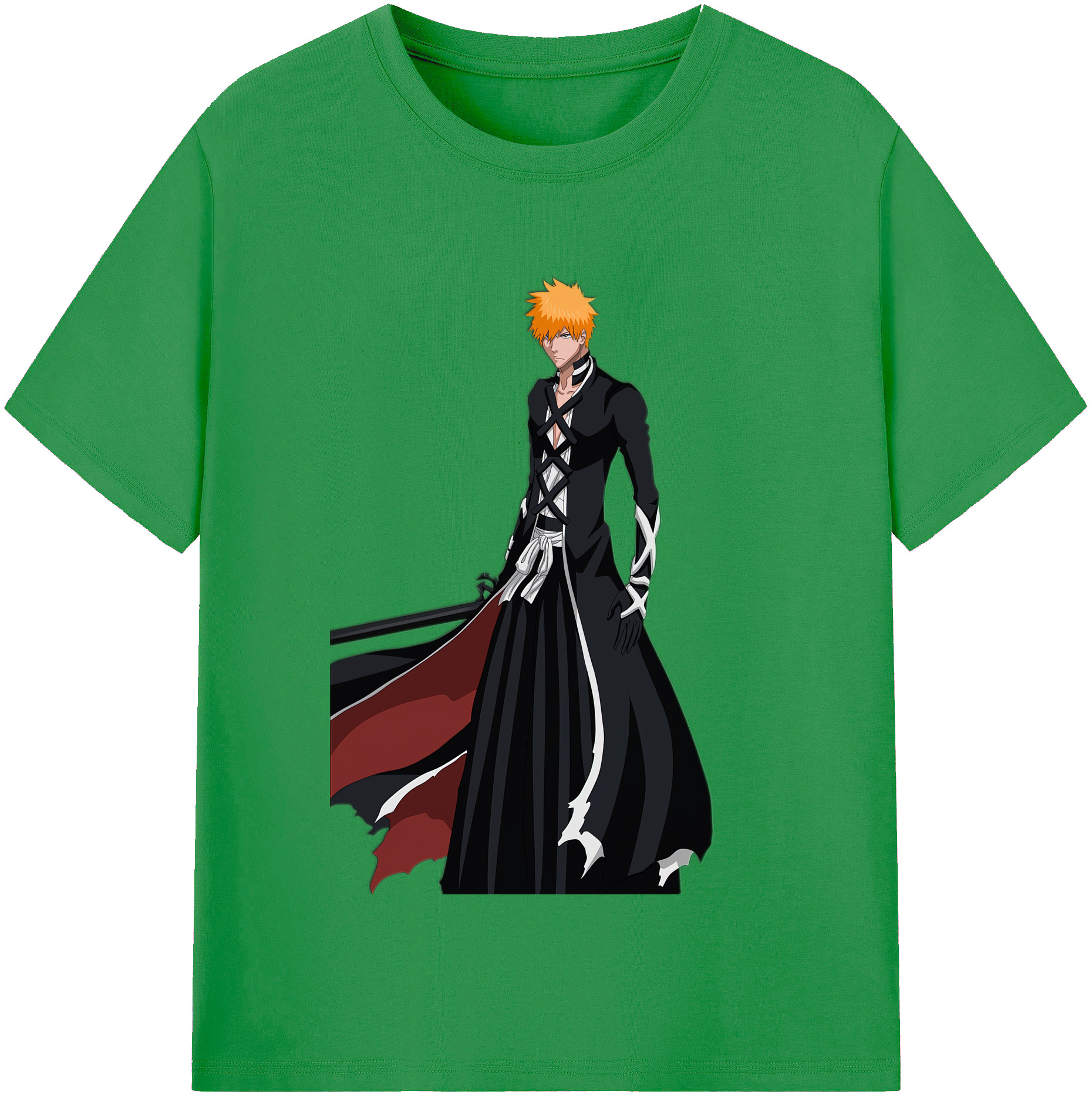 （画像用） ブリーチ 黒崎一護（くろさき いちご）BLEACH Kurosaki Ichigo レディースカジュアルプリントTシャツ（綿100％）