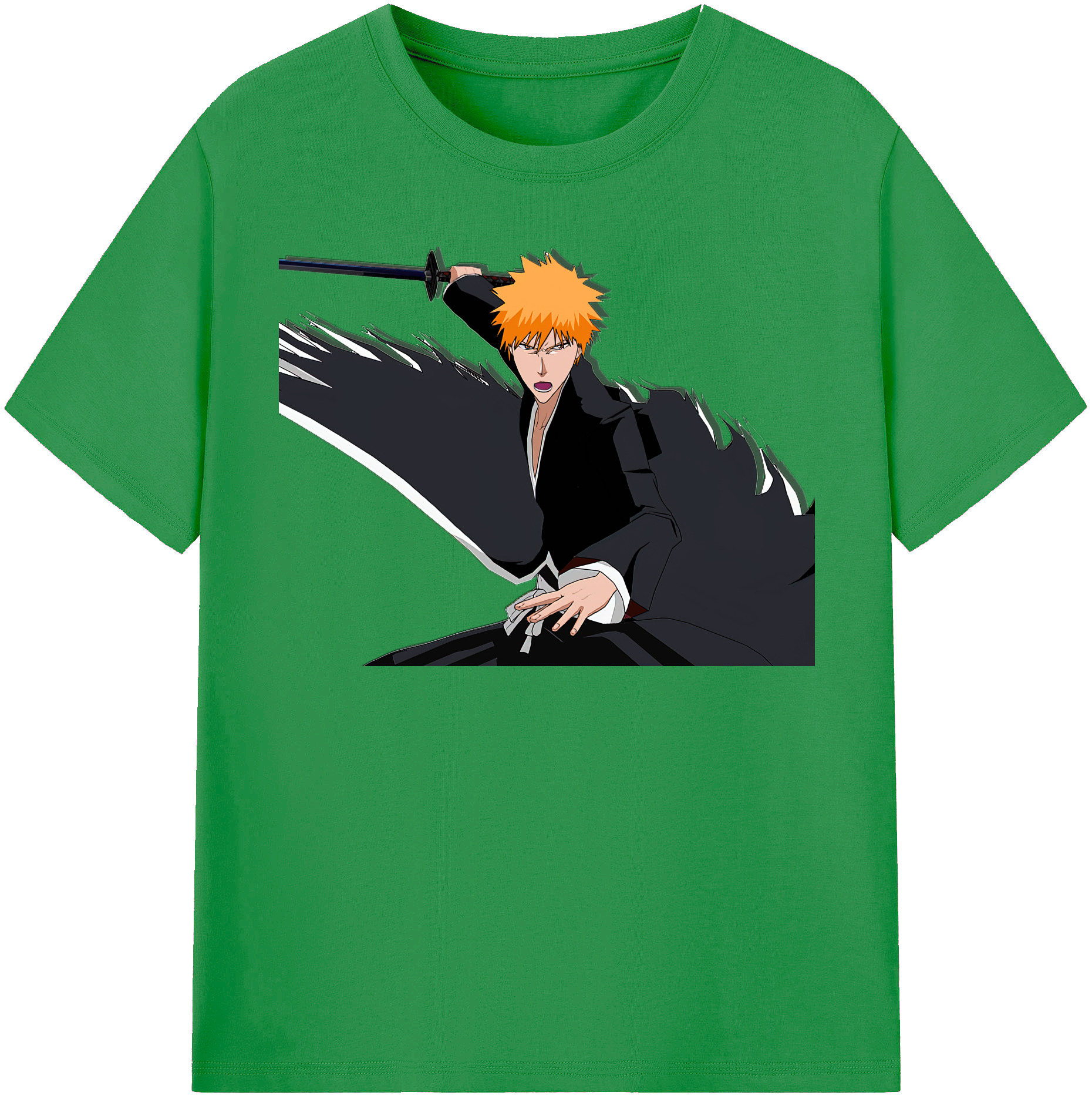 （画像用） ブリーチ 黒崎一護（くろさき いちご）BLEACH Kurosaki Ichigo レディースカジュアルプリントTシャツ（綿100％）