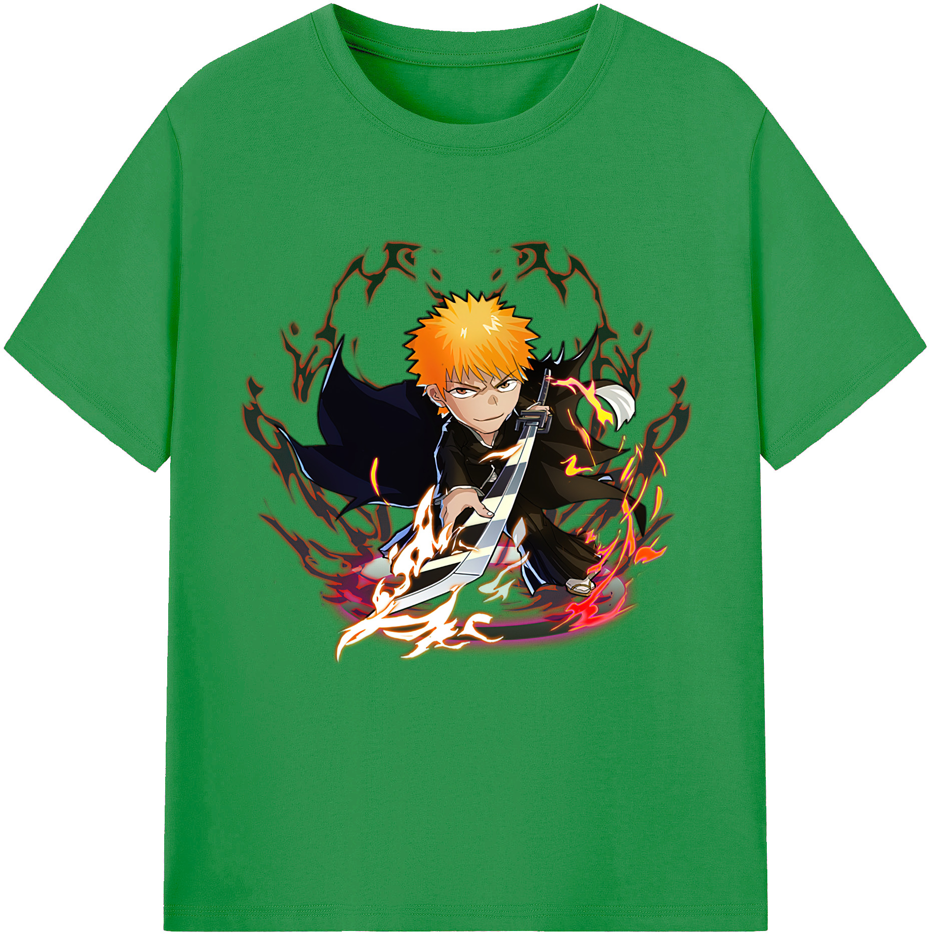 （画像用） ブリーチ 黒崎一護（くろさき いちご）BLEACH Kurosaki Ichigo レディースカジュアルプリントTシャツ（綿100％）
