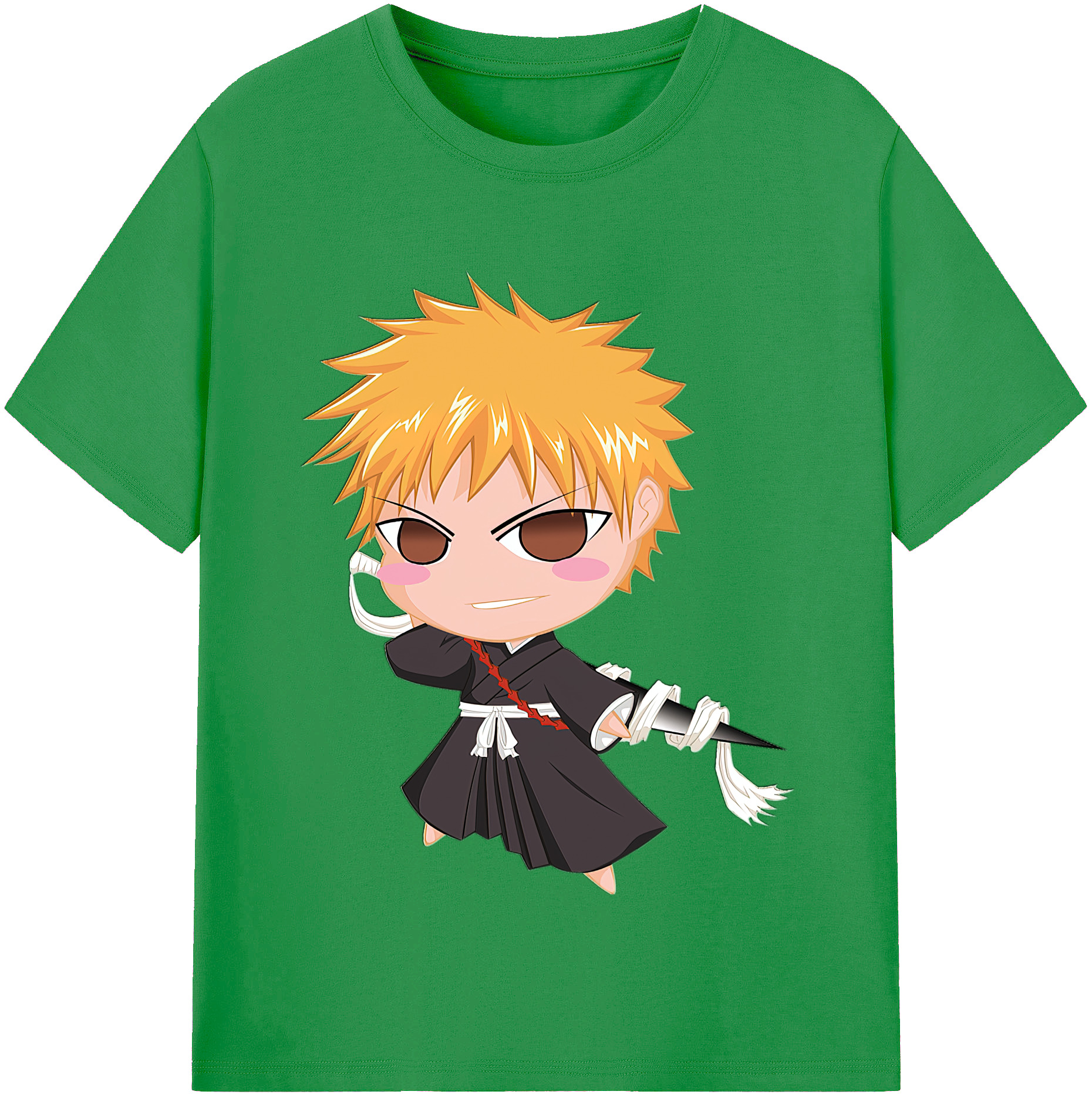 （画像用） ブリーチ 黒崎一護（くろさき いちご）BLEACH Kurosaki Ichigo レディースカジュアルプリントTシャツ（綿100％）