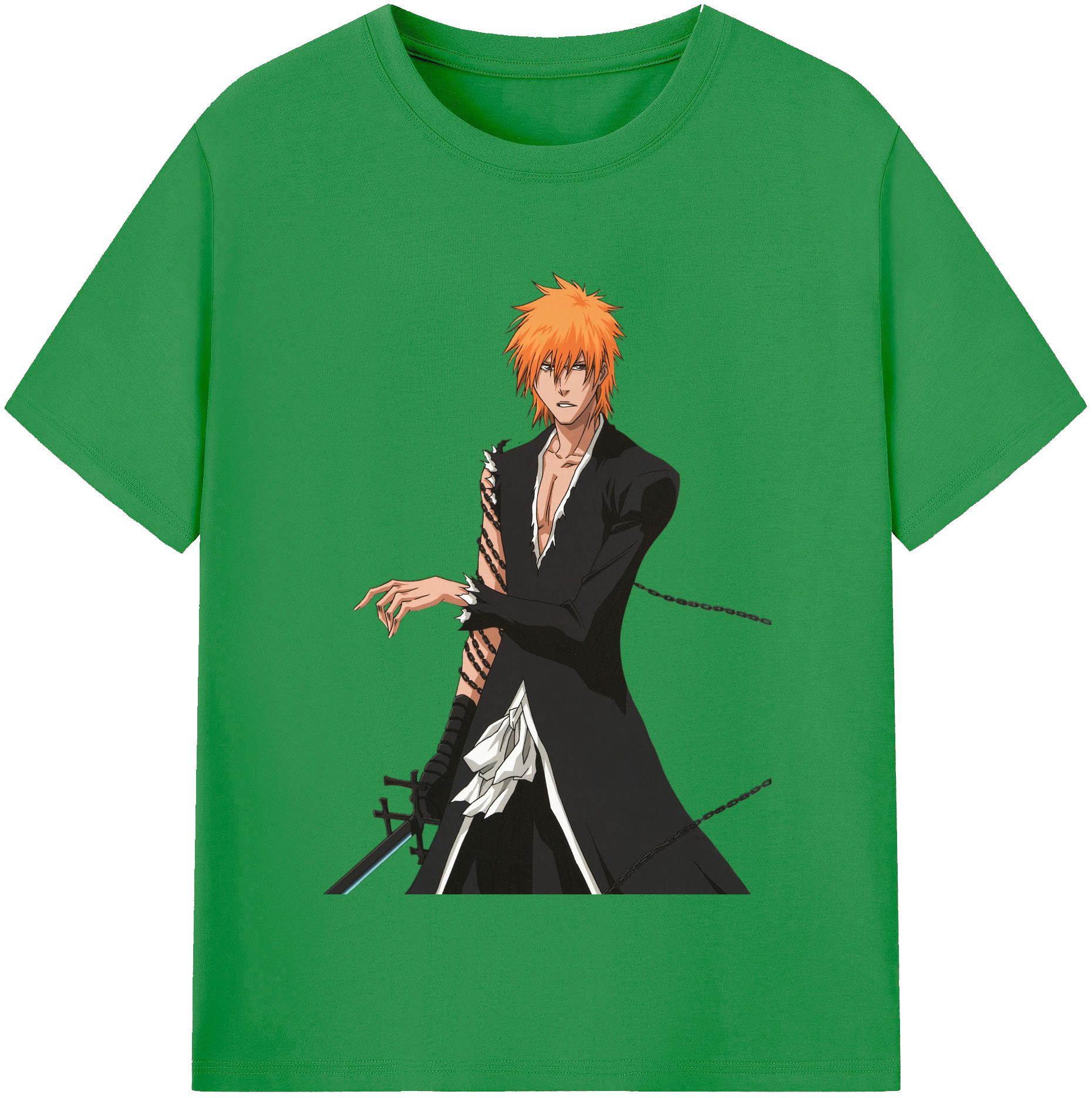 （画像用） ブリーチ 黒崎一護（くろさき いちご）BLEACH Kurosaki Ichigo レディースカジュアルプリントTシャツ（綿100％）