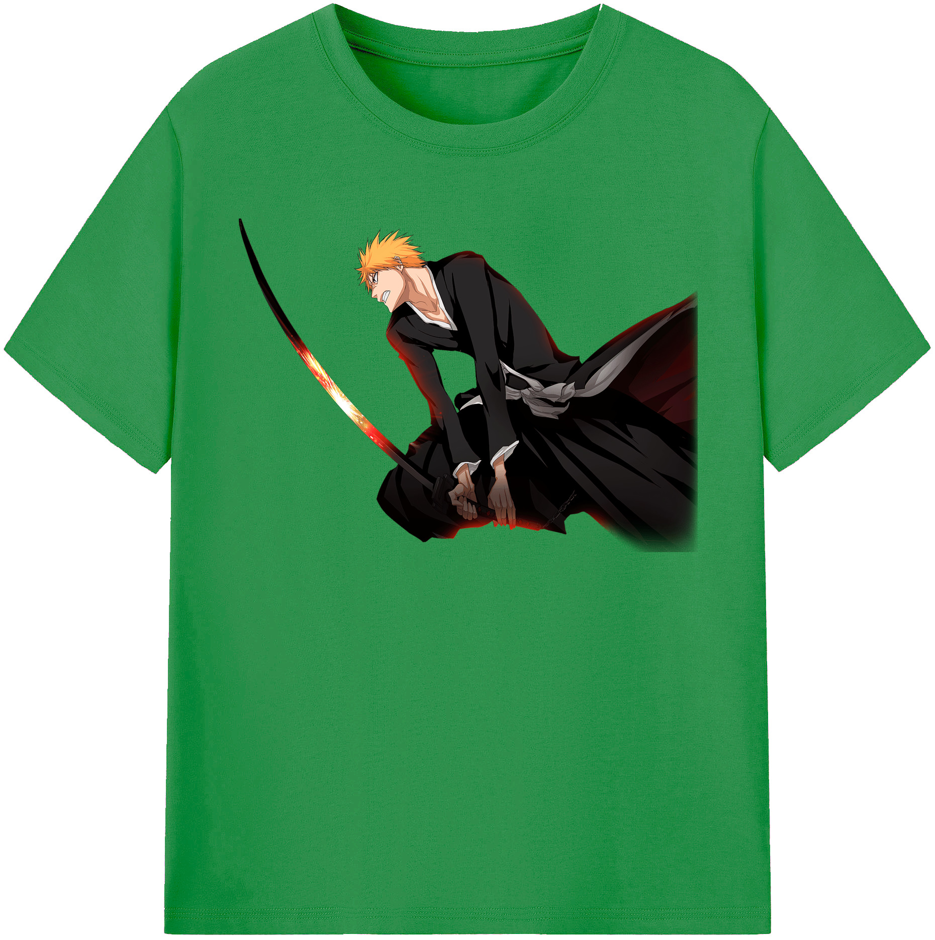 （画像用） ブリーチ 黒崎一護（くろさき いちご）BLEACH Kurosaki Ichigo レディースカジュアルプリントTシャツ（綿100％）