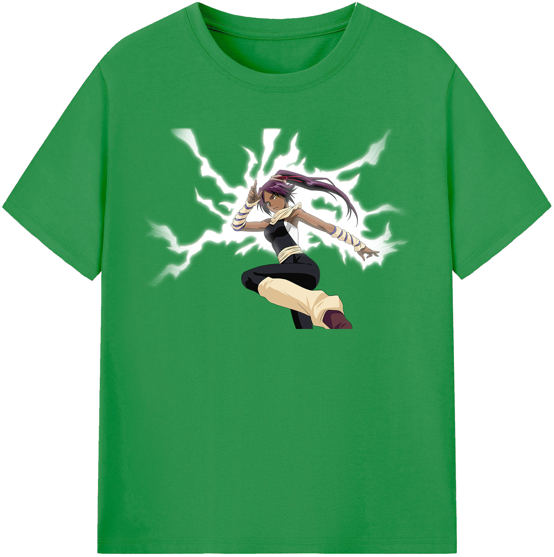 （画像用） ブリーチ 四楓院 夜一（しほういん よるいち） BLEACH Shihouin Yoruichi レディースカジュアルプリントTシャツ（綿100％）