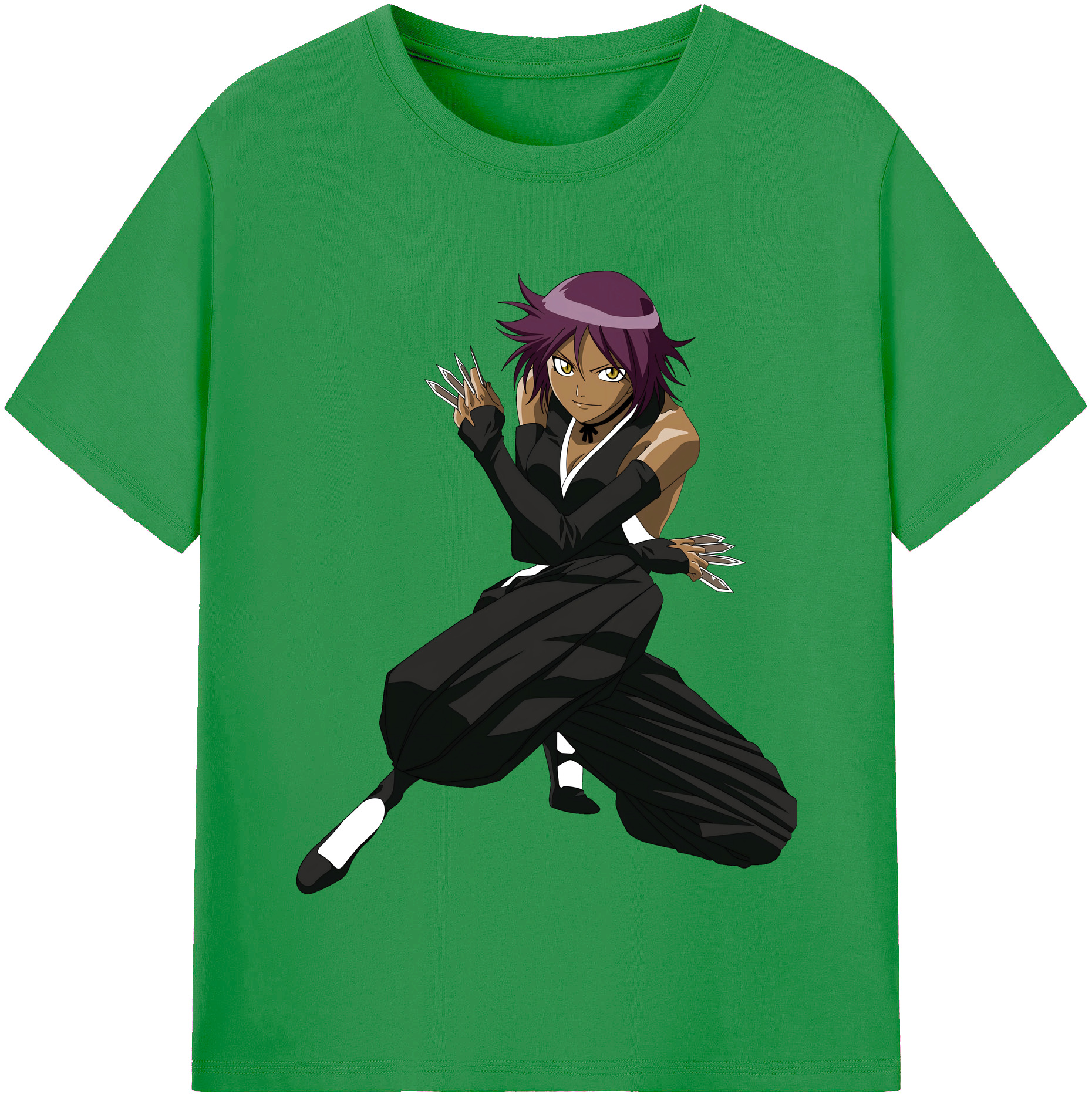 （画像用） ブリーチ 四楓院 夜一（しほういん よるいち） BLEACH Shihouin Yoruichi レディースカジュアルプリントTシャツ（綿100％）