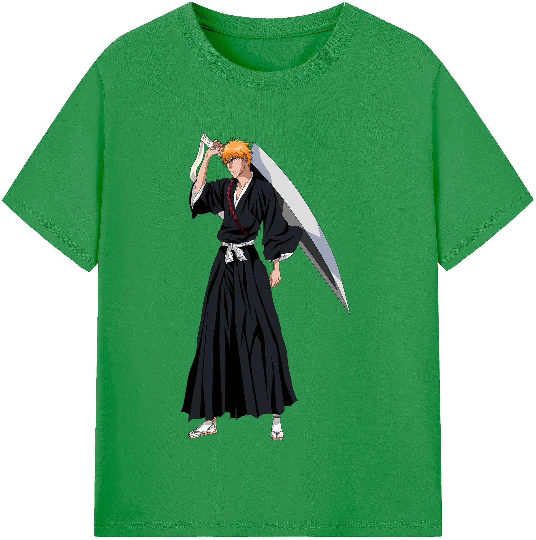 （画像用） ブリーチ 黒崎一護（くろさき いちご）BLEACH Kurosaki Ichigo レディースカジュアルプリントTシャツ（綿100％）