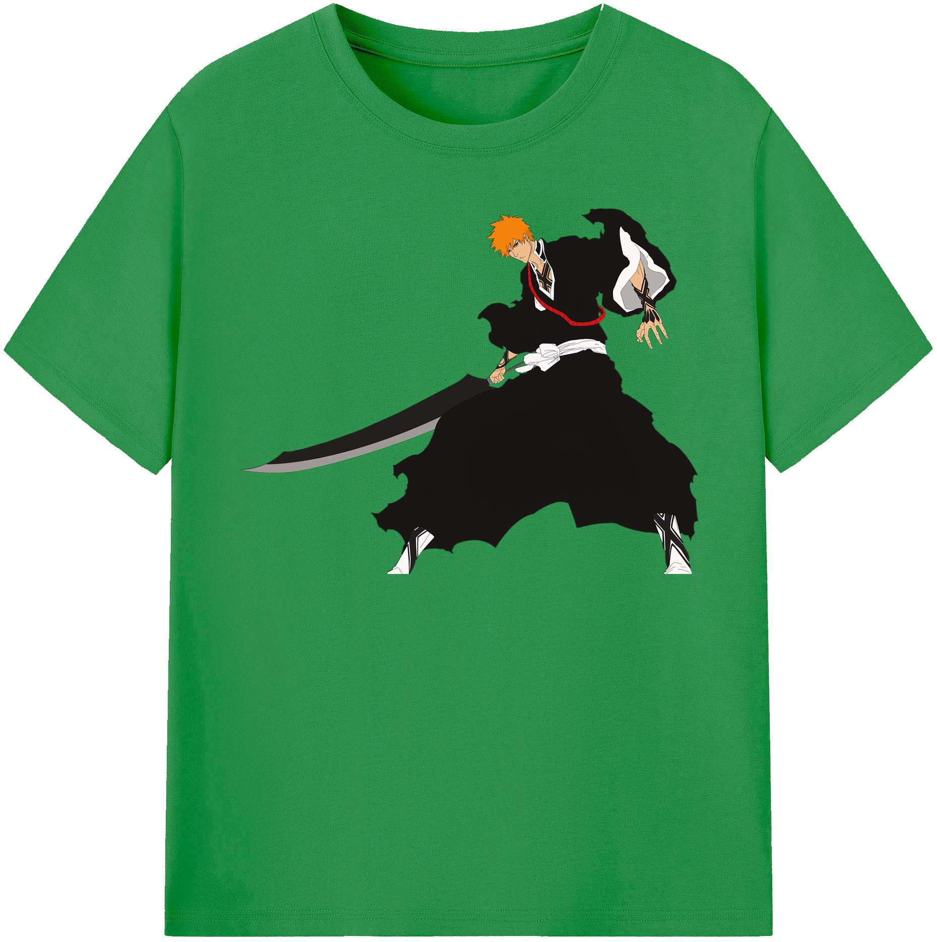 （画像用） ブリーチ 黒崎一護（くろさき いちご）BLEACH Kurosaki Ichigo レディースカジュアルプリントTシャツ（綿100％）