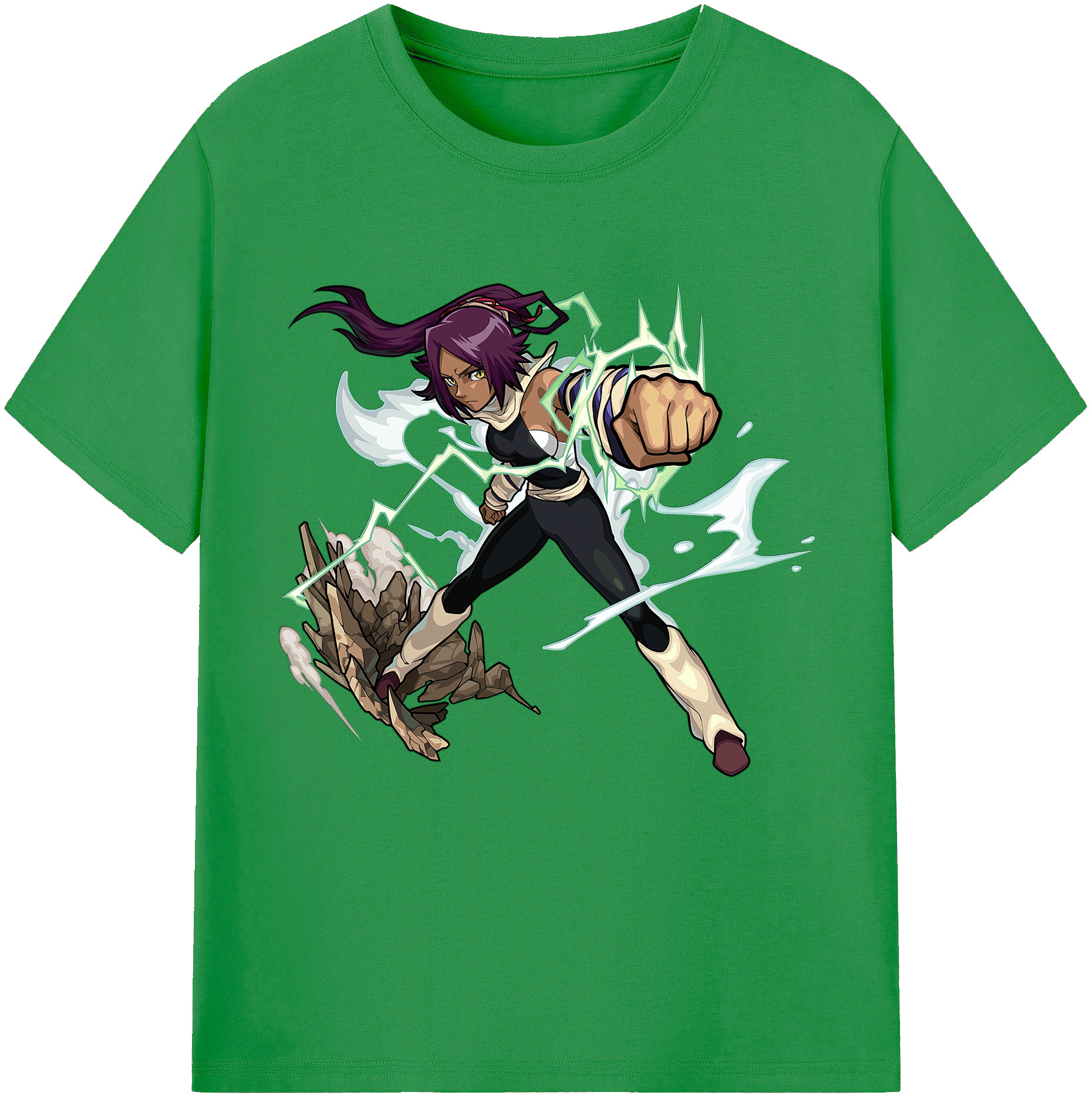 （画像用） ブリーチ 四楓院 夜一（しほういん よるいち） BLEACH Shihouin Yoruichi レディースカジュアルプリントTシャツ（綿100％）