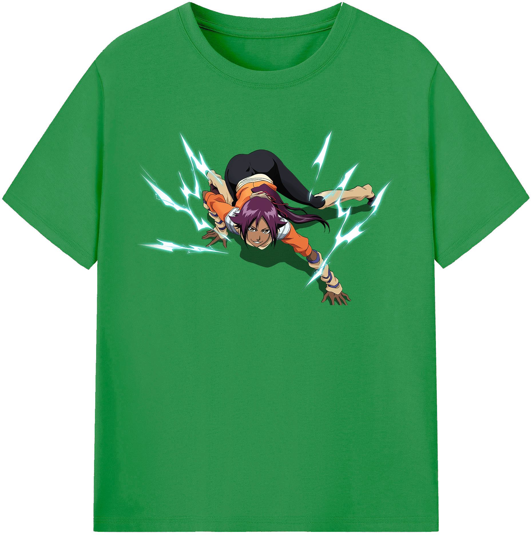（画像用） ブリーチ 四楓院 夜一（しほういん よるいち） BLEACH Shihouin Yoruichi レディースカジュアルプリントTシャツ（綿100％）