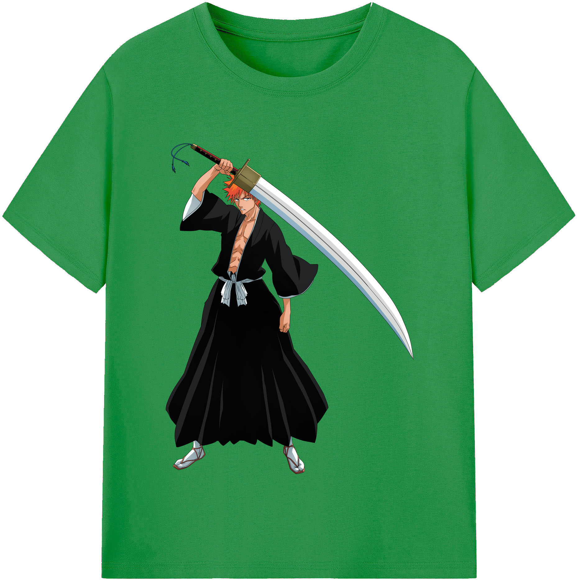 （画像用） ブリーチ 黒崎一護（くろさき いちご）BLEACH Kurosaki Ichigo レディースカジュアルプリントTシャツ（綿100％）