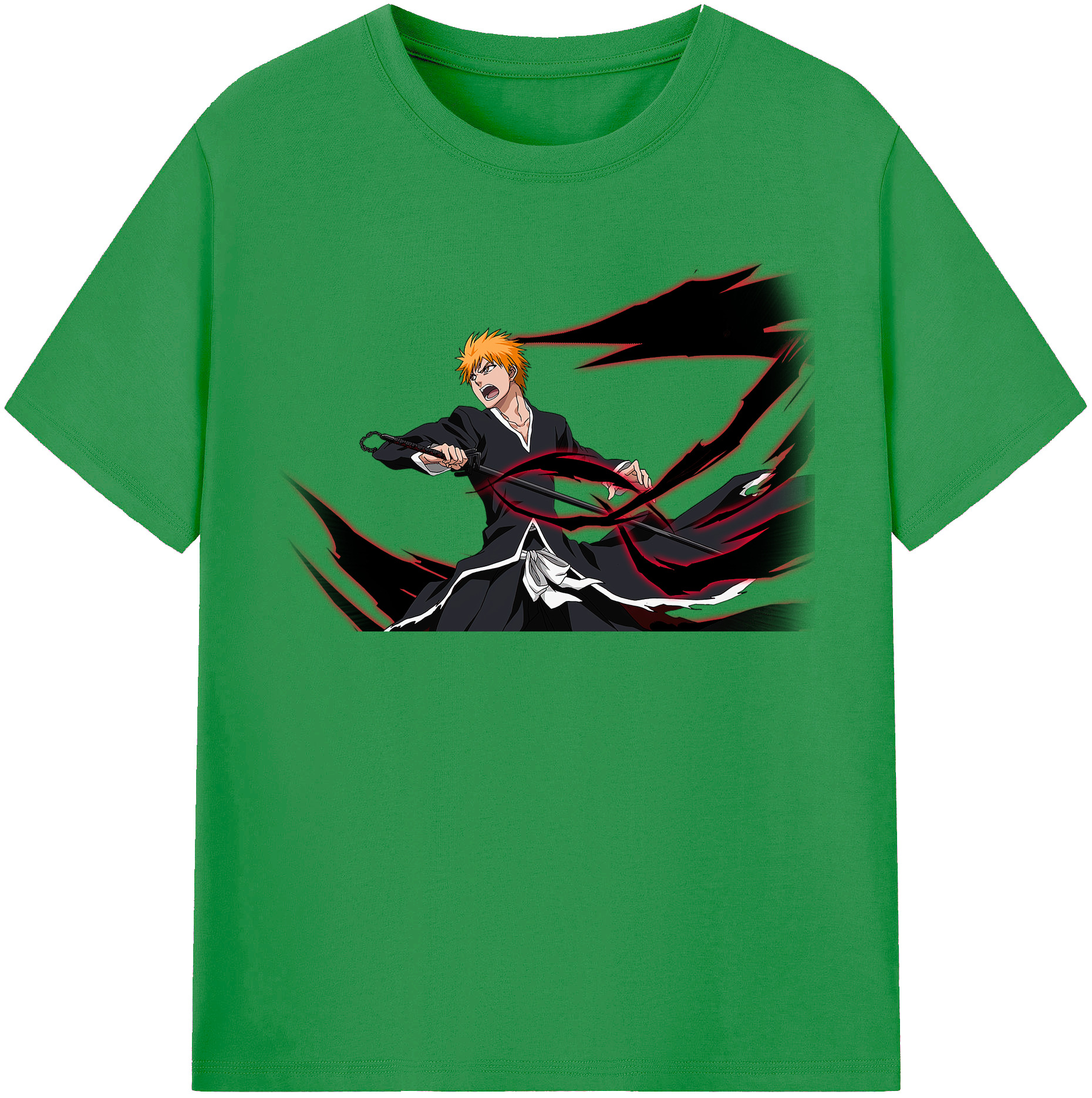 （画像用） ブリーチ 黒崎一護（くろさき いちご）BLEACH Kurosaki Ichigo レディースカジュアルプリントTシャツ（綿100％）