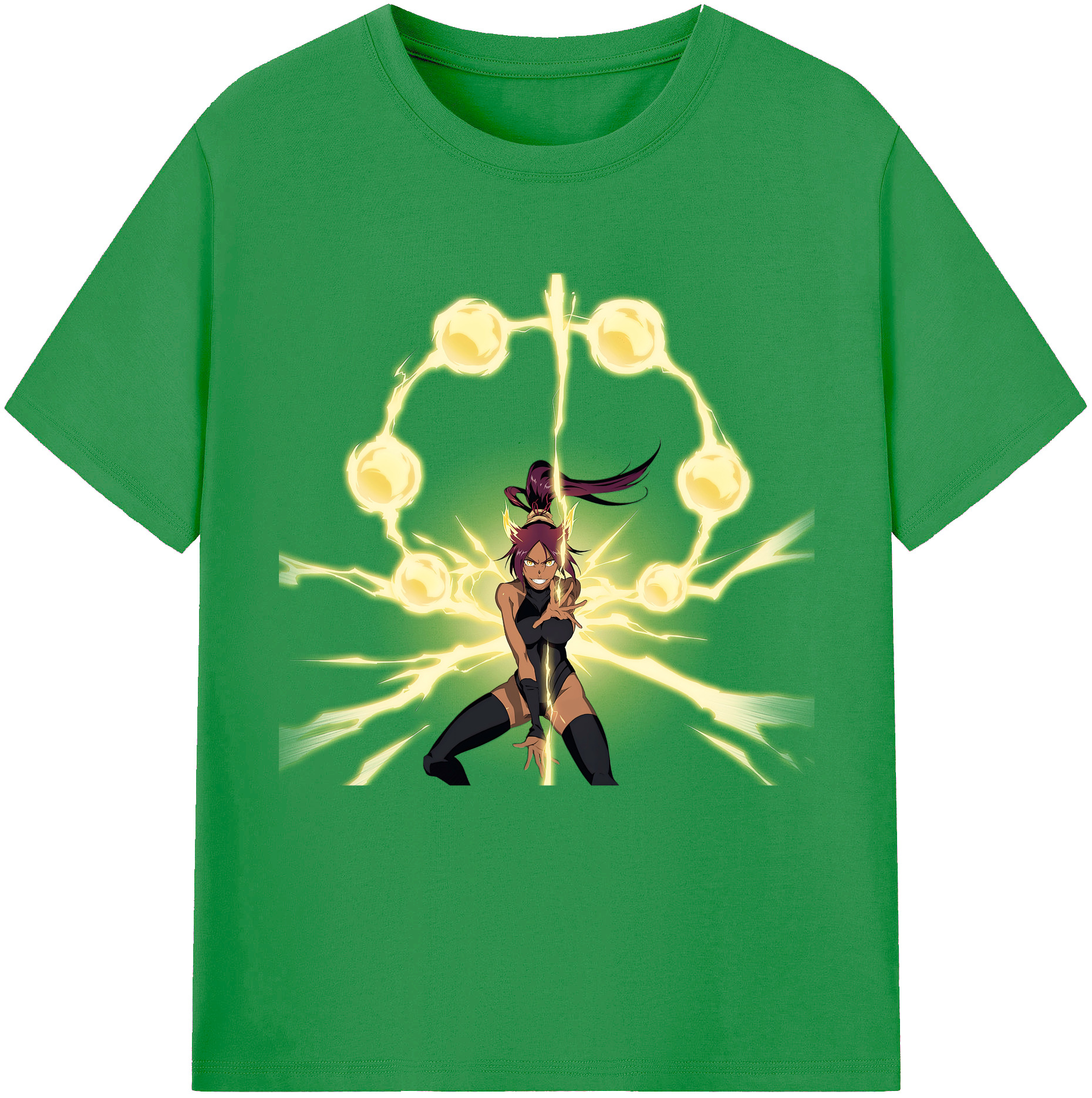 （画像用） ブリーチ 四楓院 夜一（しほういん よるいち） BLEACH Shihouin Yoruichi レディースカジュアルプリントTシャツ（綿100％）