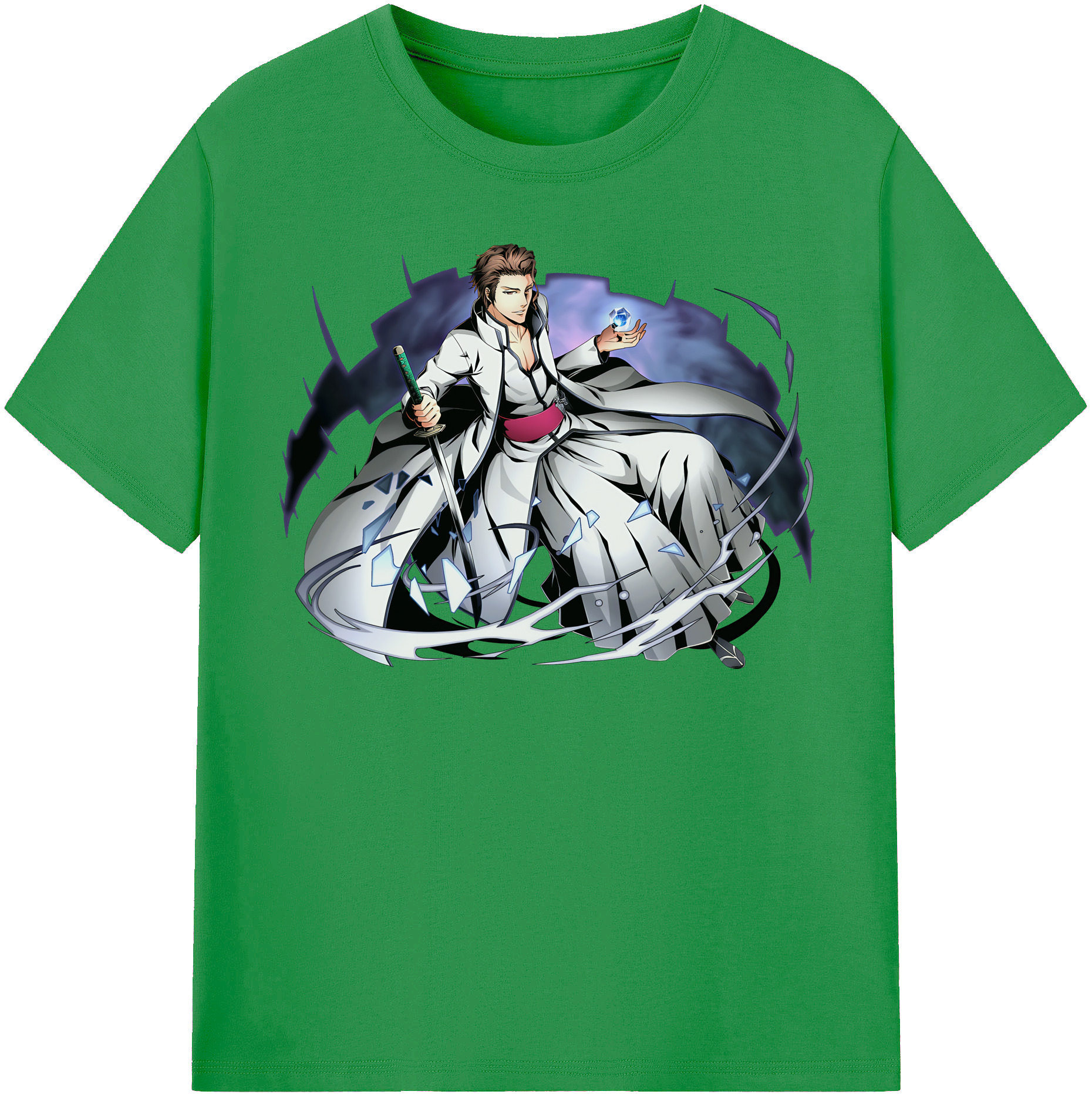 （画像用） ブリーチ 藍染 惣右介（あいぜん そうすけ） BLEACH Aizen Sousuke レディースカジュアルプリントTシャツ（綿100％）