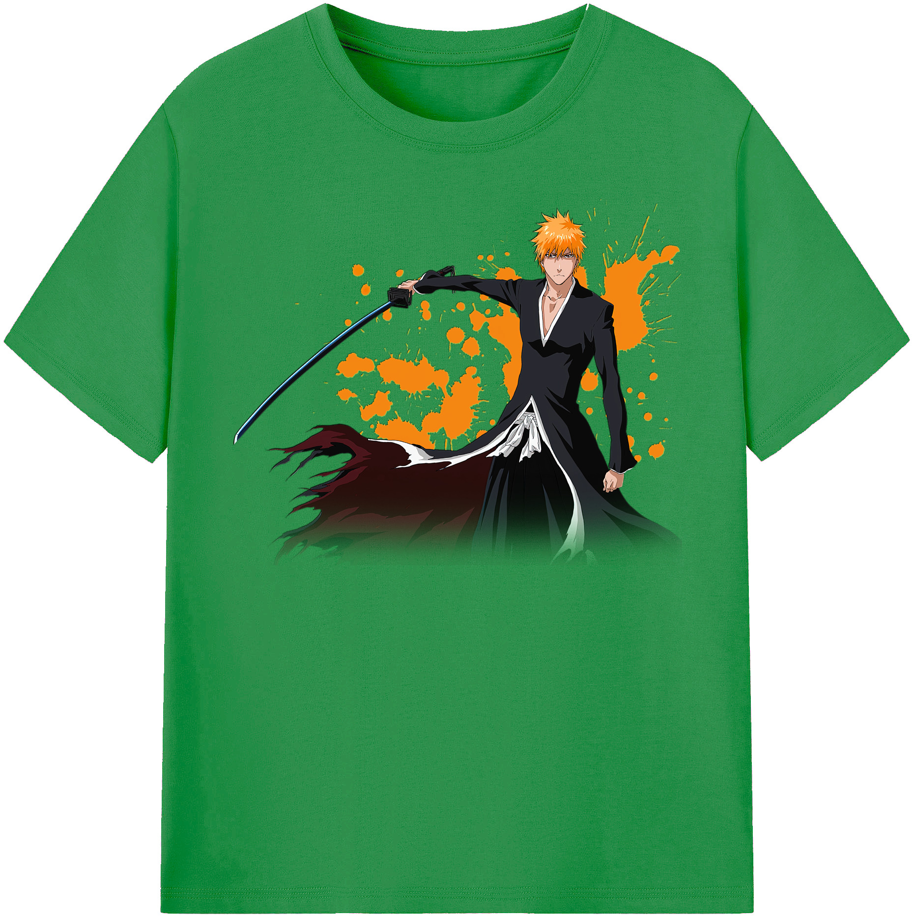 （画像用） ブリーチ 黒崎一護（くろさき いちご）BLEACH Kurosaki Ichigo レディースカジュアルプリントTシャツ（綿100％）