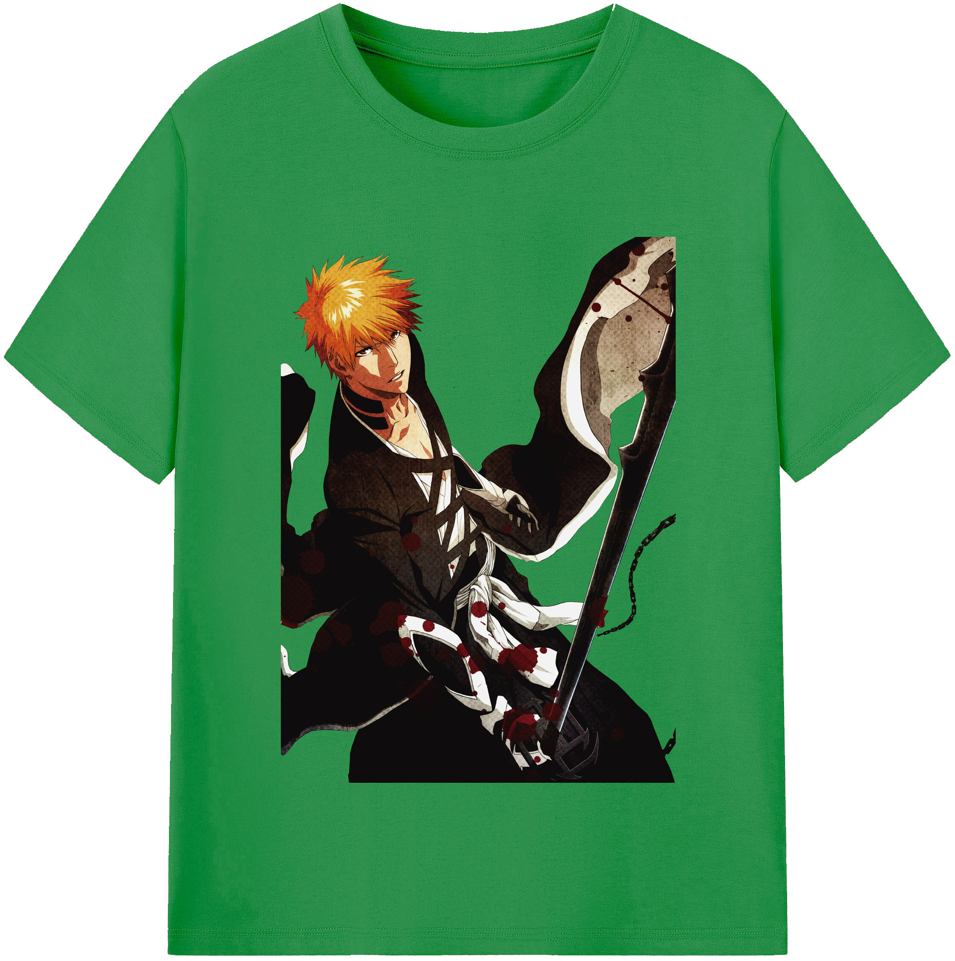 （画像用） ブリーチ 黒崎一護（くろさき いちご）BLEACH Kurosaki Ichigo レディースカジュアルプリントTシャツ（綿100％）