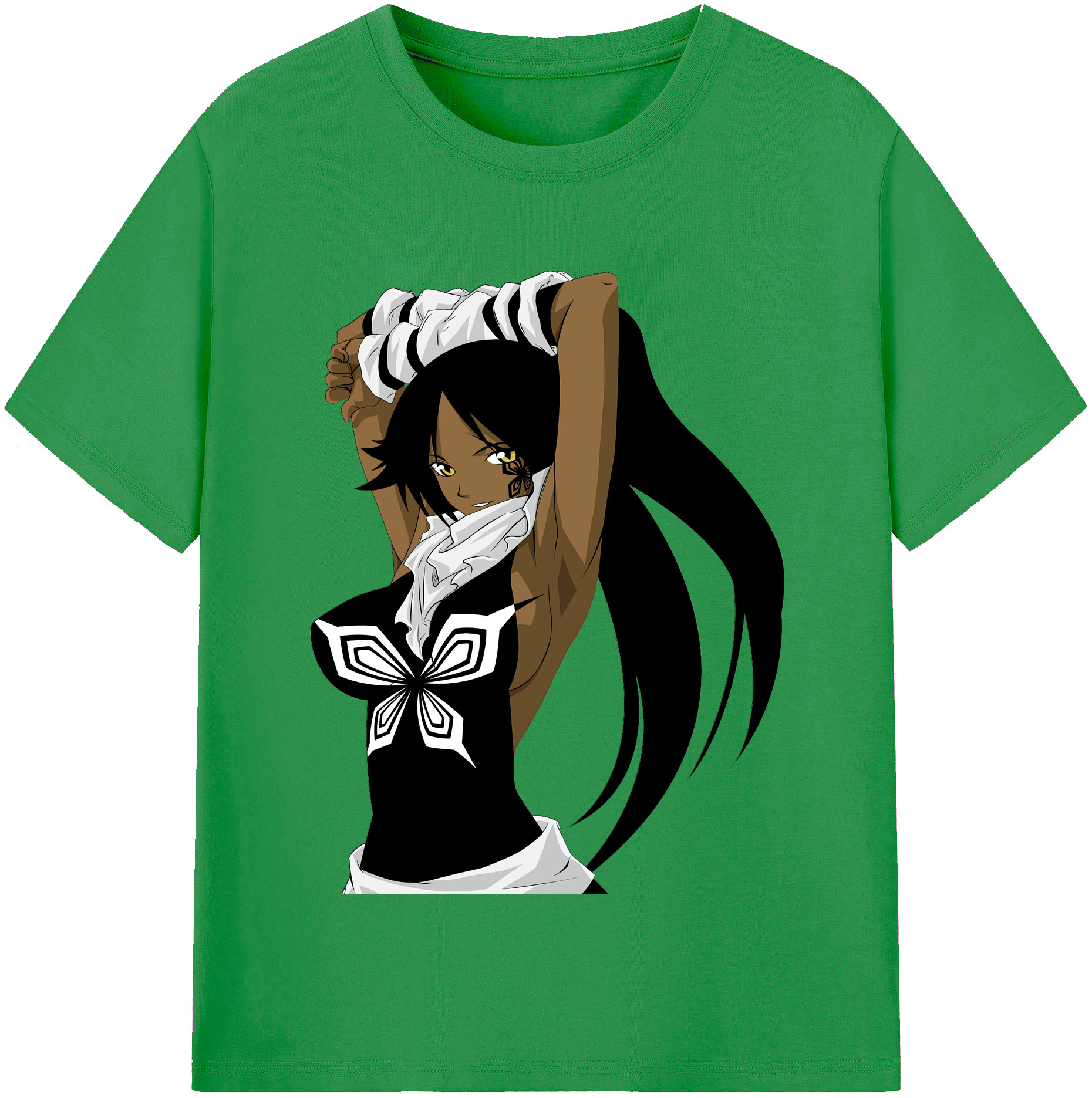 （画像用） ブリーチ 四楓院 夜一（しほういん よるいち） BLEACH Shihouin Yoruichi レディースカジュアルプリントTシャツ（綿100％）