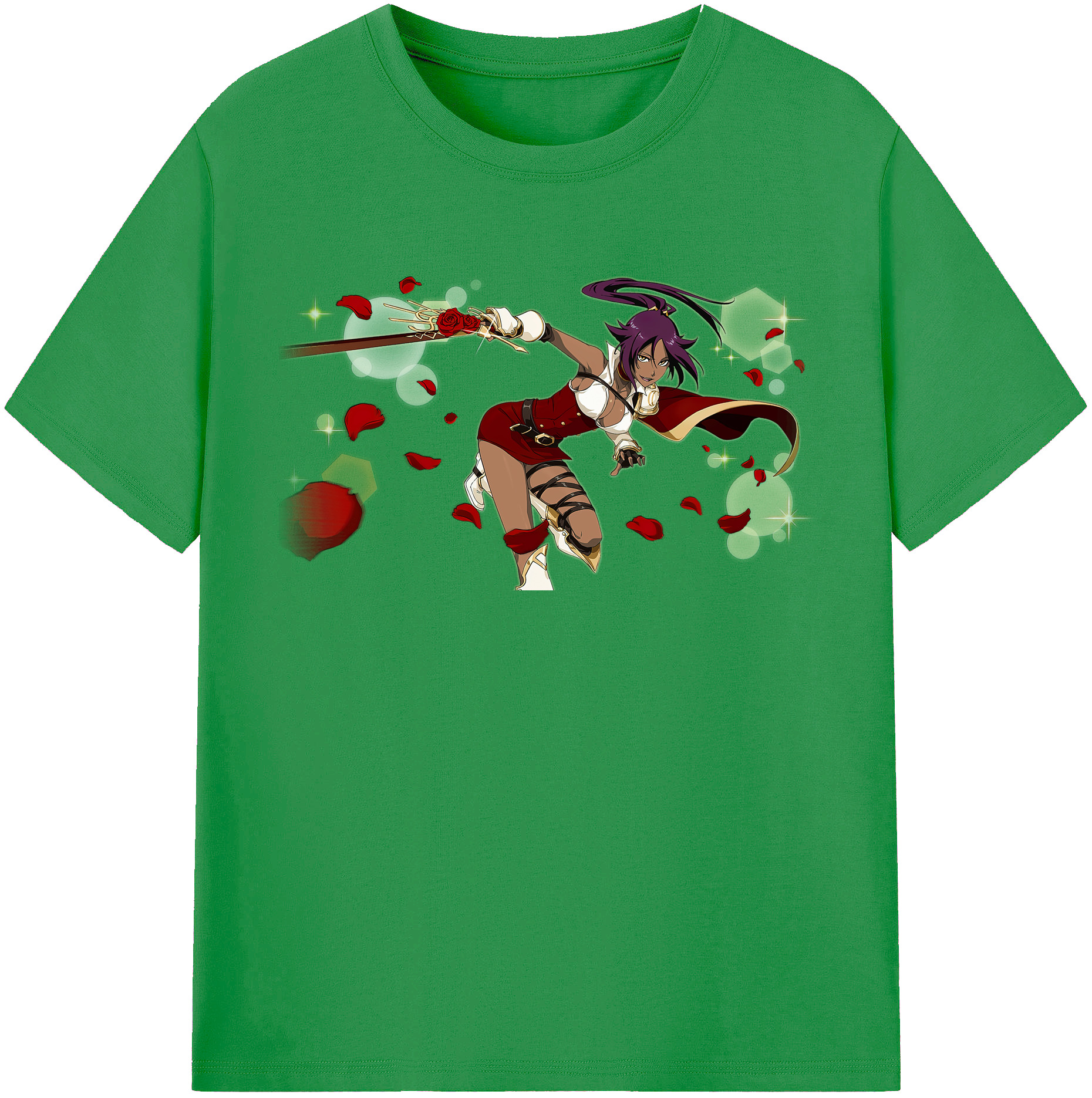 （画像用） ブリーチ 四楓院 夜一（しほういん よるいち） BLEACH Shihouin Yoruichi レディースカジュアルプリントTシャツ（綿100％）