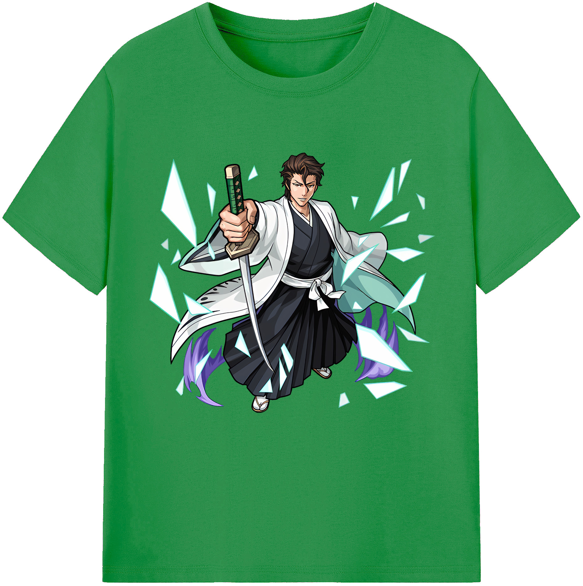 （画像用） ブリーチ 藍染 惣右介（あいぜん そうすけ） BLEACH Aizen Sousuke レディースカジュアルプリントTシャツ（綿100％）