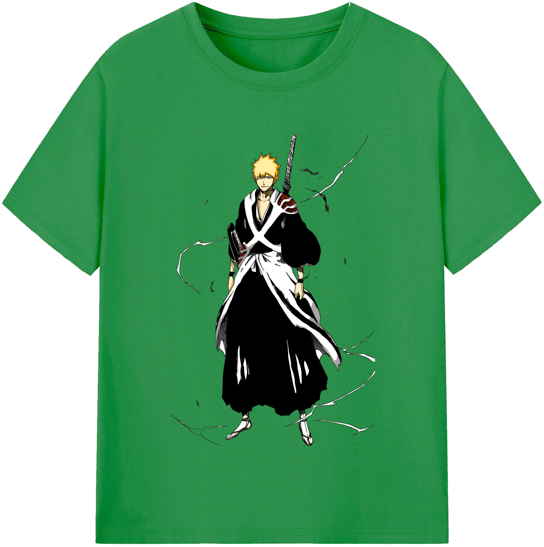 （画像用） ブリーチ 黒崎一護（くろさき いちご）BLEACH Kurosaki Ichigo レディースカジュアルプリントTシャツ（綿100％）