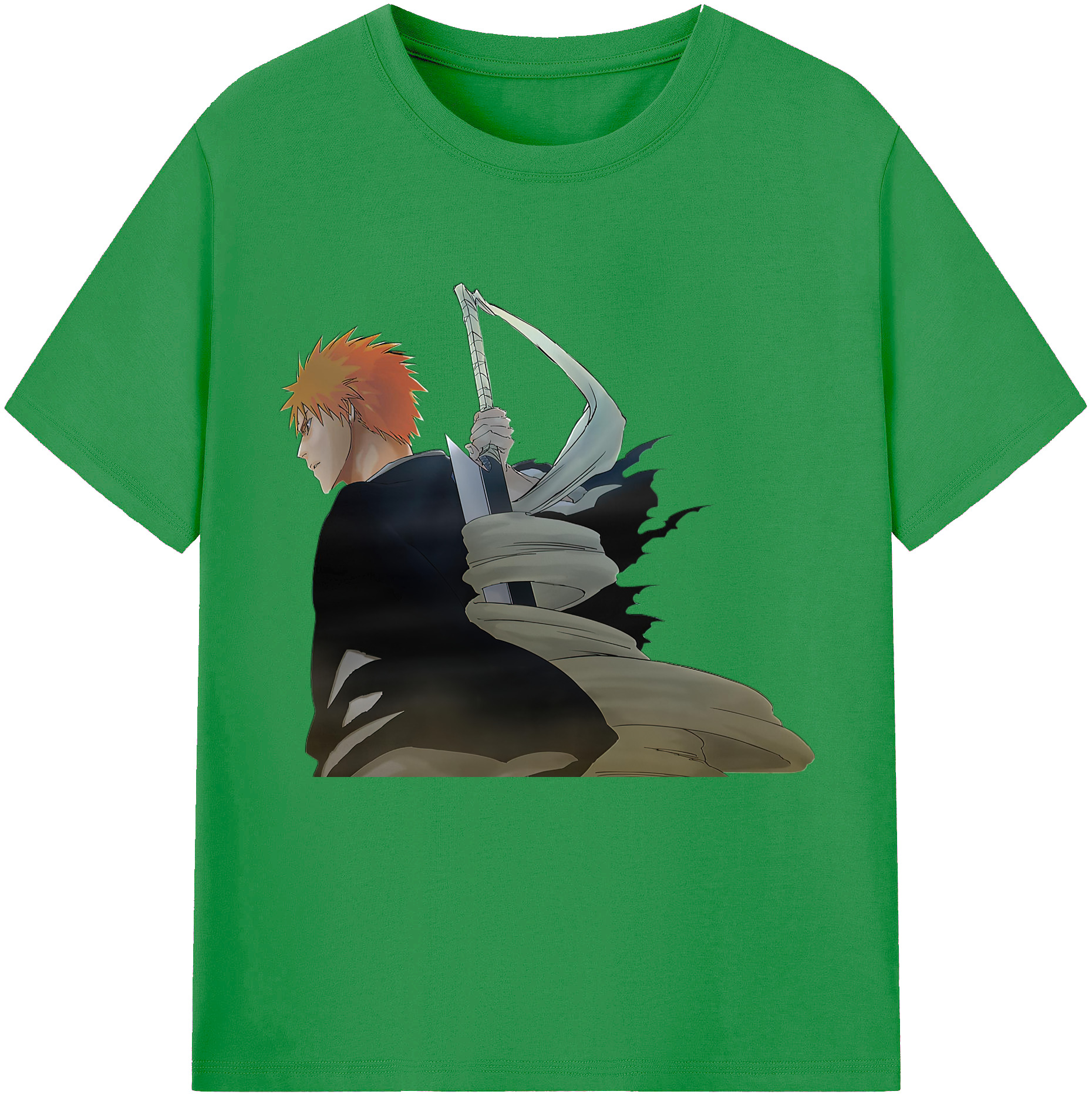 （画像用） ブリーチ 黒崎一護（くろさき いちご）BLEACH Kurosaki Ichigo レディースカジュアルプリントTシャツ（綿100％）