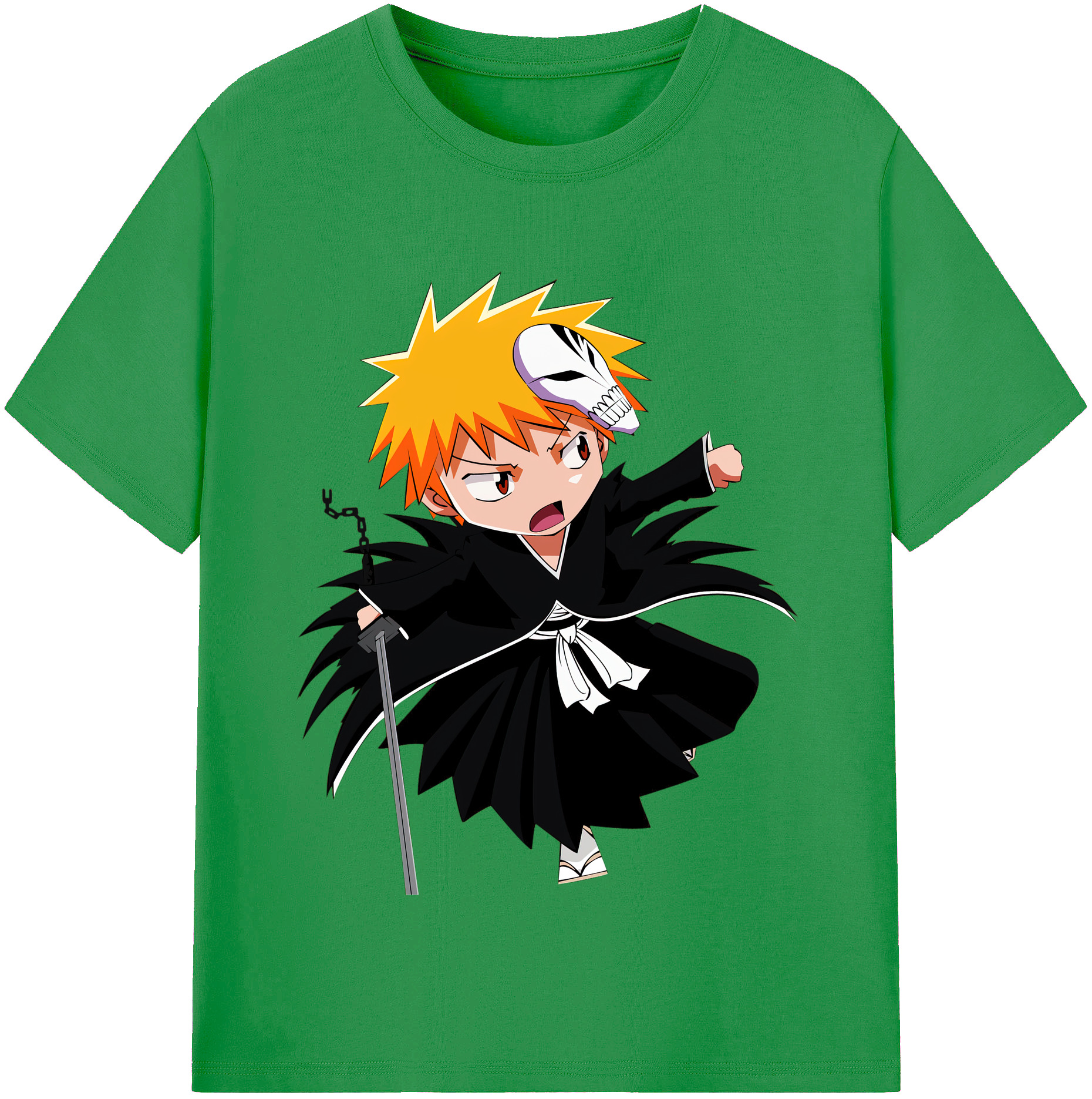 （画像用） ブリーチ 黒崎一護（くろさき いちご）BLEACH Kurosaki Ichigo レディースカジュアルプリントTシャツ（綿100％）