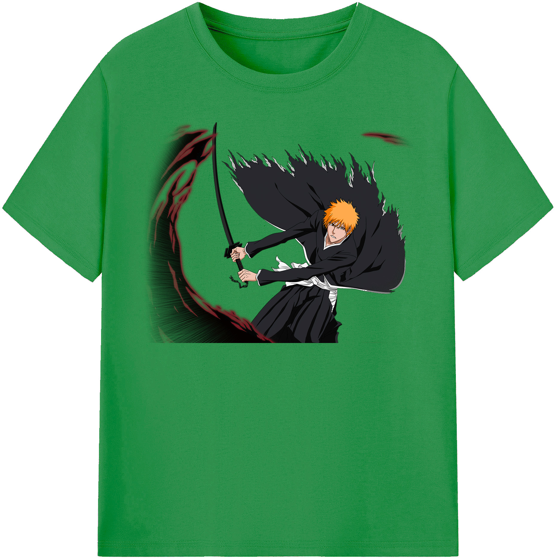 （画像用） ブリーチ 黒崎一護（くろさき いちご）BLEACH Kurosaki Ichigo レディースカジュアルプリントTシャツ（綿100％）