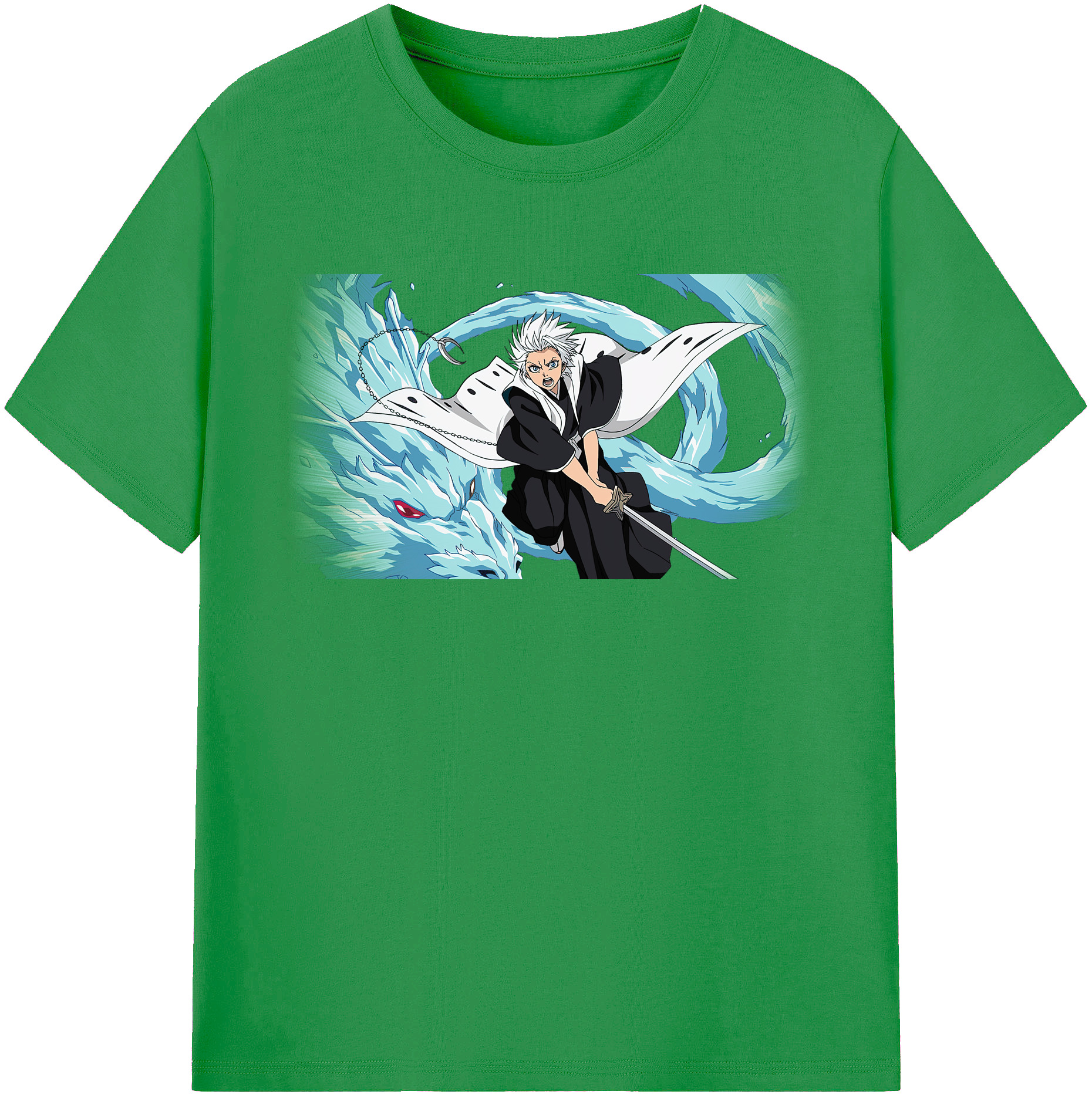 （画像用） ブリーチ 日番谷冬獅郎（ひつがや とうしろう） BLEACH Hitsugaya Toushirou レディースカジュアルプリントTシャツ（綿100％）