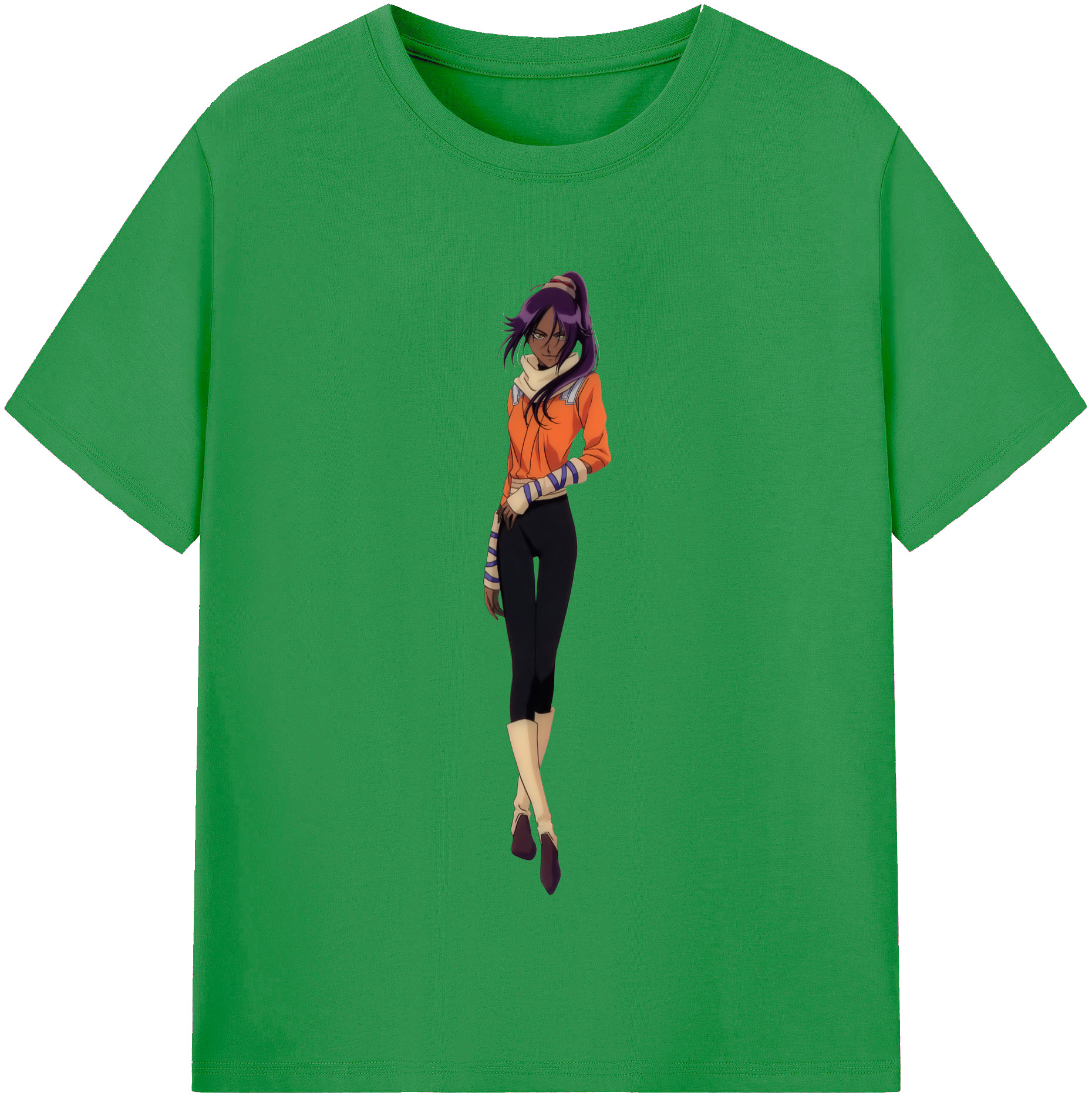（画像用） ブリーチ 四楓院 夜一（しほういん よるいち） BLEACH Shihouin Yoruichi レディースカジュアルプリントTシャツ（綿100％）