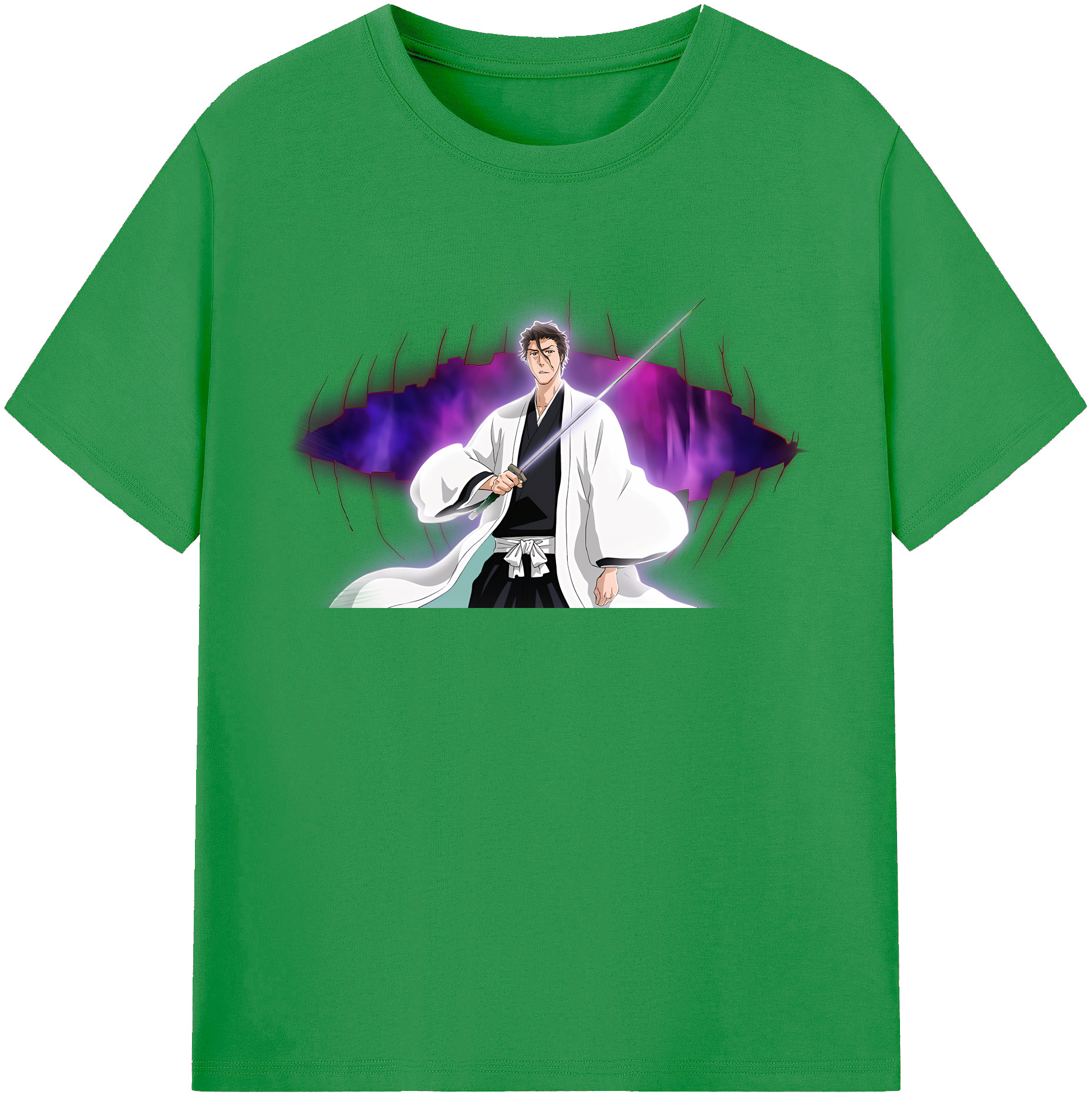 （画像用） ブリーチ 藍染 惣右介（あいぜん そうすけ） BLEACH Aizen Sousuke レディースカジュアルプリントTシャツ（綿100％）