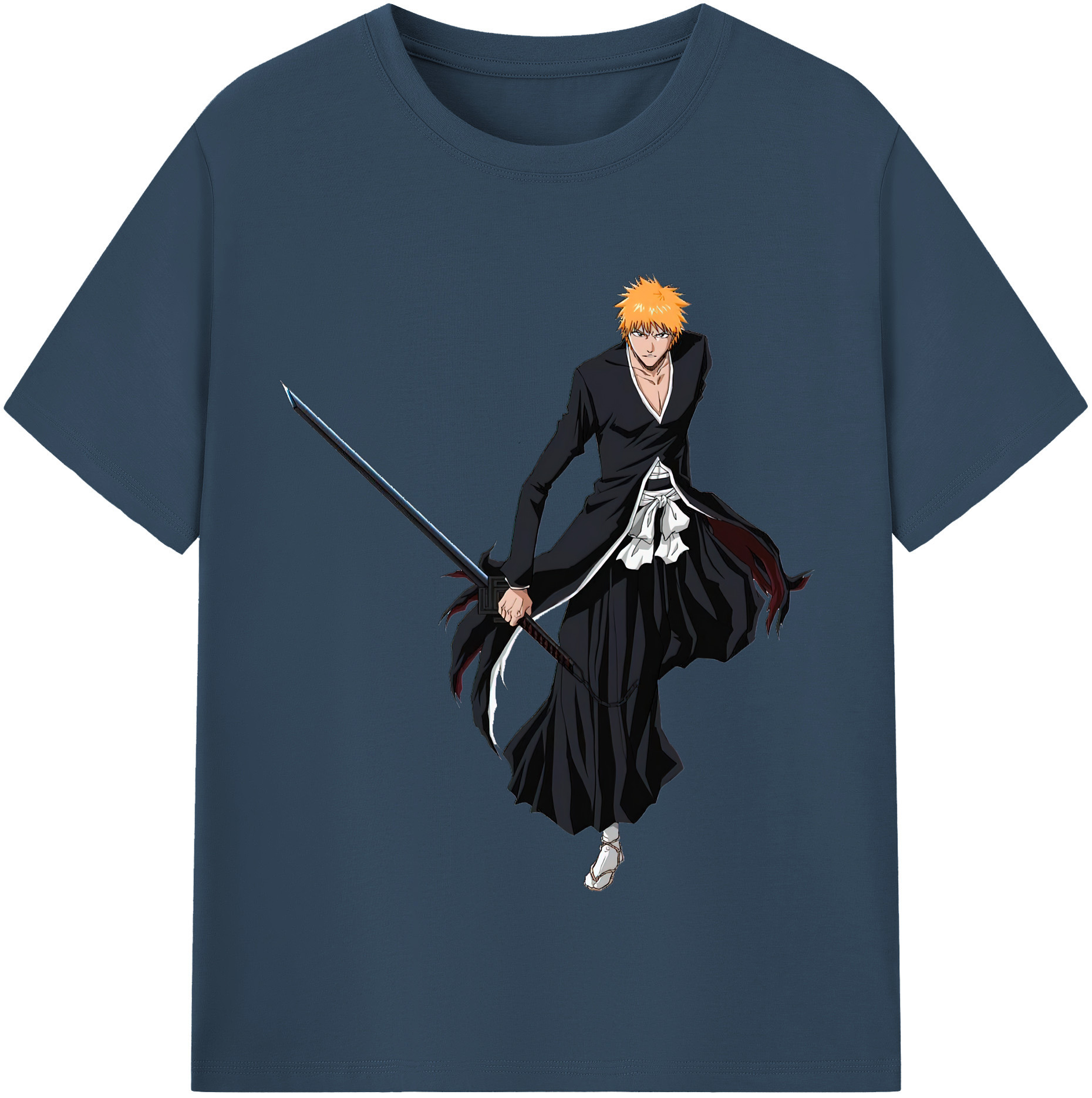 （画像用） ブリーチ 黒崎一護（くろさき いちご）BLEACH Kurosaki Ichigo レディースカジュアルプリントTシャツ（綿100％）