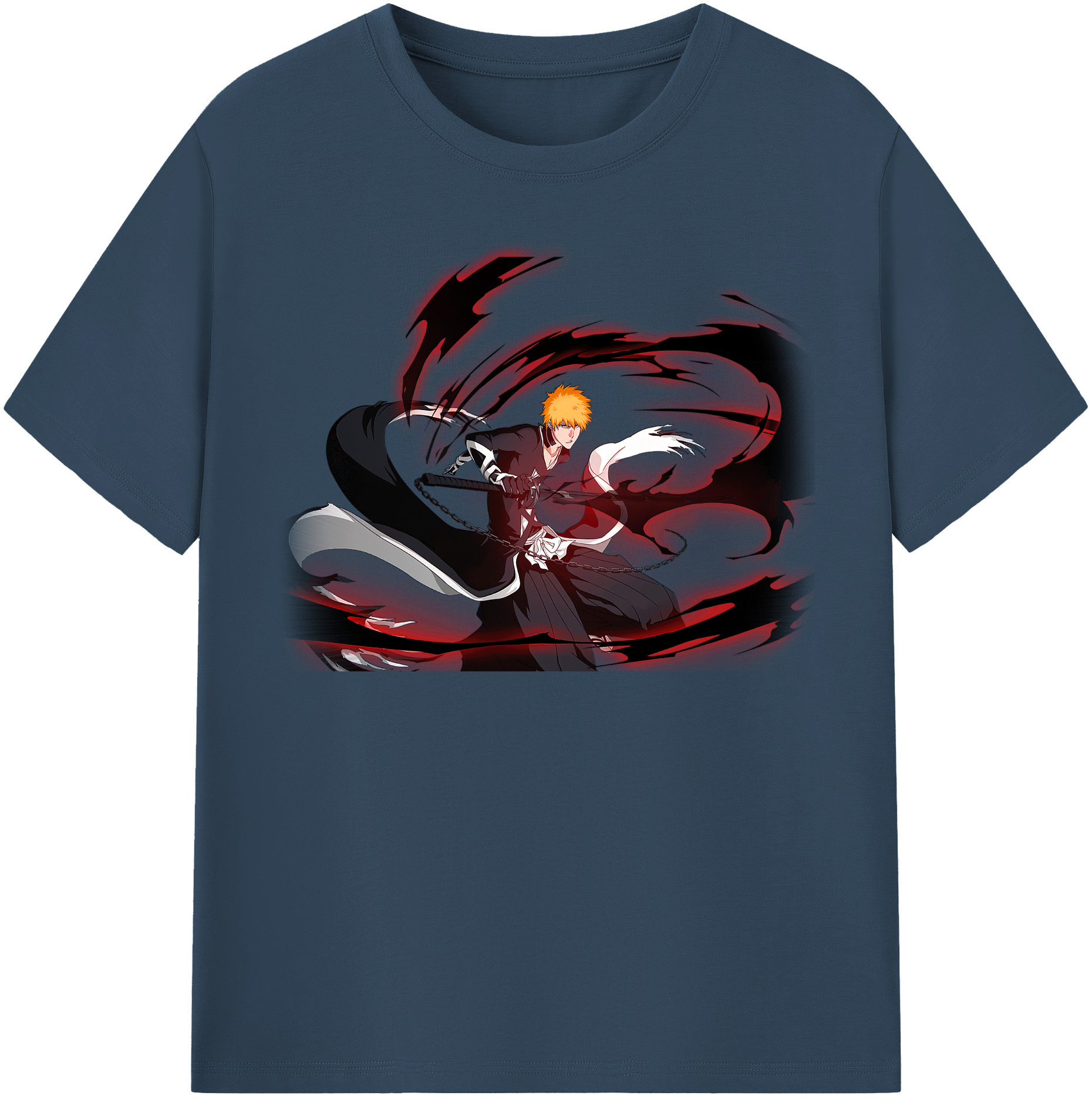（画像用） ブリーチ 黒崎一護（くろさき いちご）BLEACH Kurosaki Ichigo レディースカジュアルプリントTシャツ（綿100％）