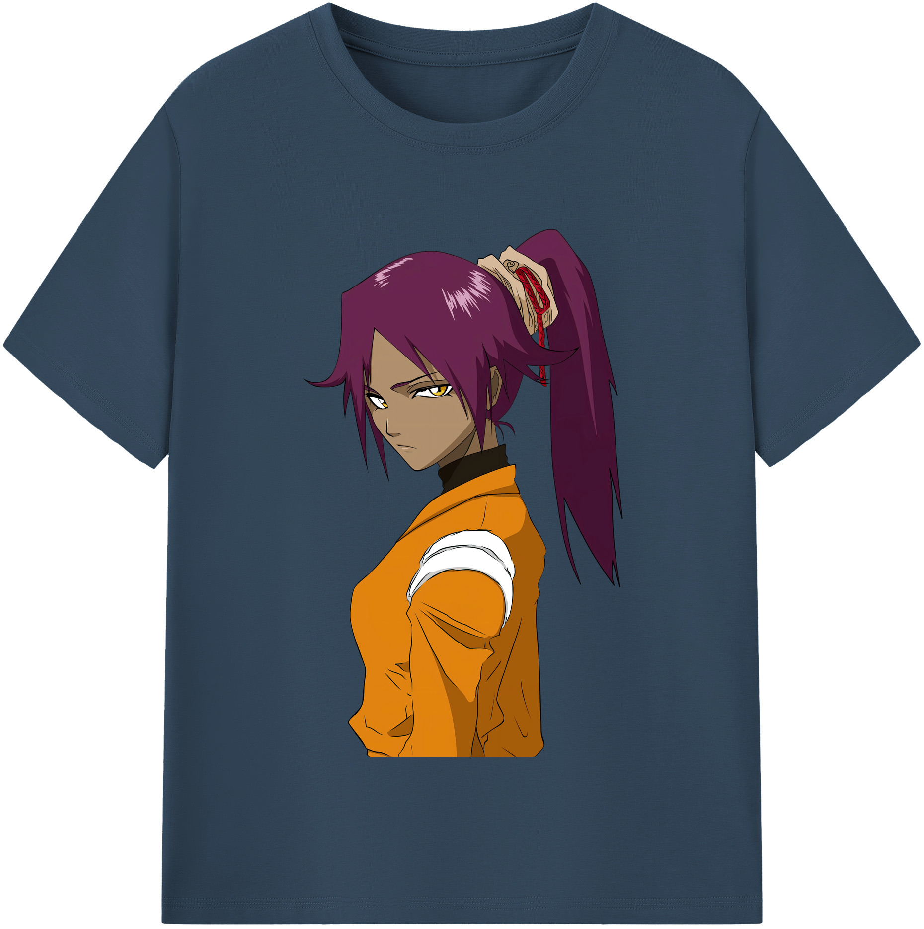 （画像用） ブリーチ 四楓院 夜一（しほういん よるいち） BLEACH Shihouin Yoruichi レディースカジュアルプリントTシャツ（綿100％）