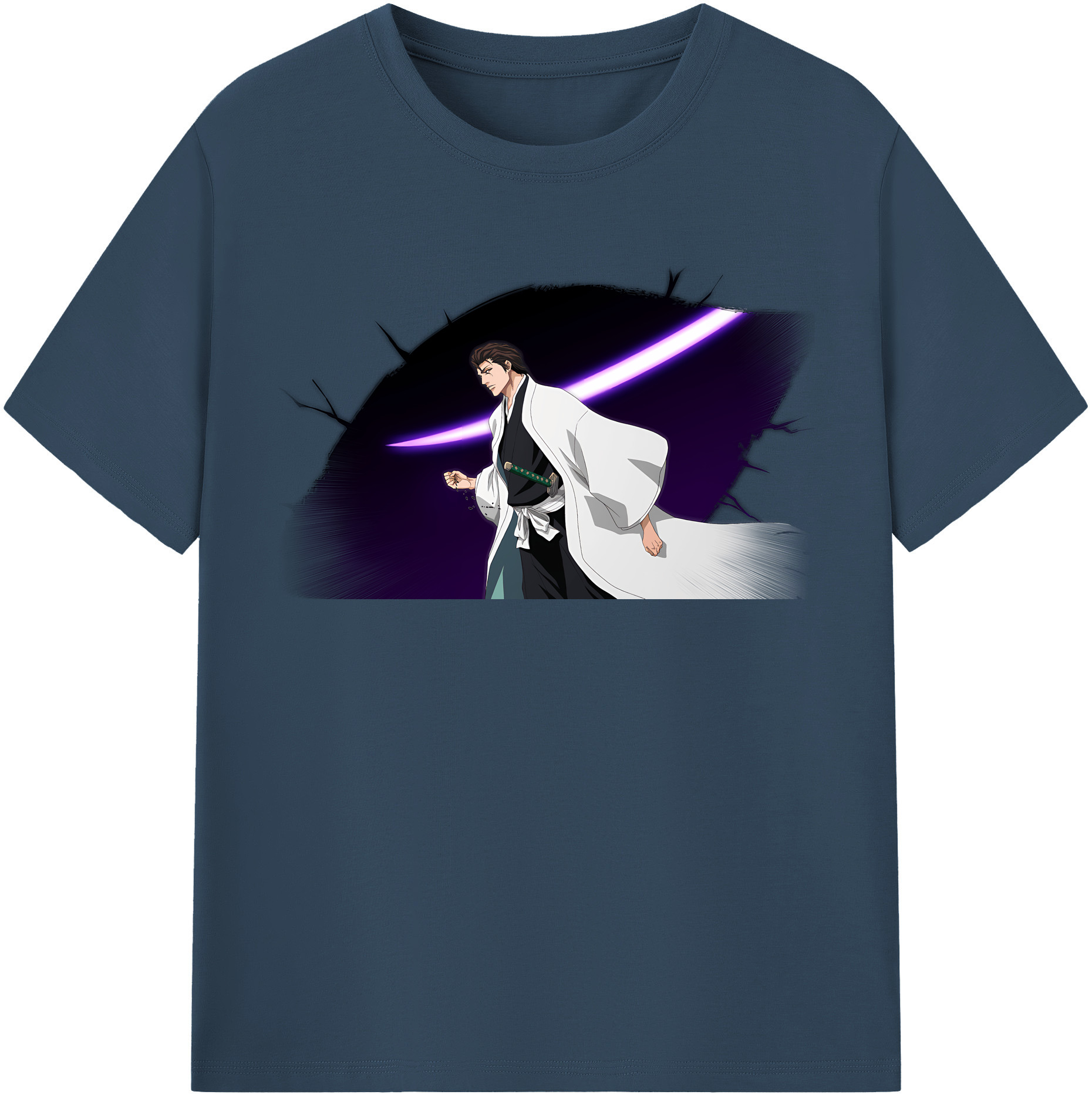 （画像用） ブリーチ 藍染 惣右介（あいぜん そうすけ） BLEACH Aizen Sousuke レディースカジュアルプリントTシャツ（綿100％）