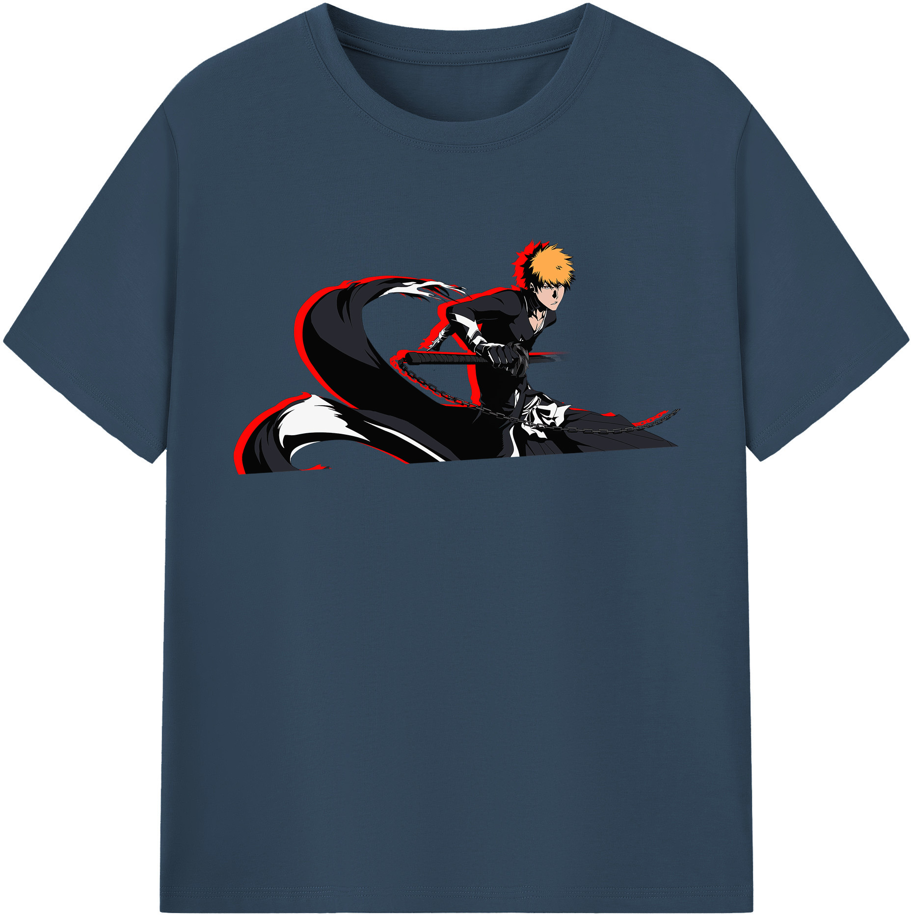 （画像用） ブリーチ 黒崎一護（くろさき いちご）BLEACH Kurosaki Ichigo レディースカジュアルプリントTシャツ（綿100％）