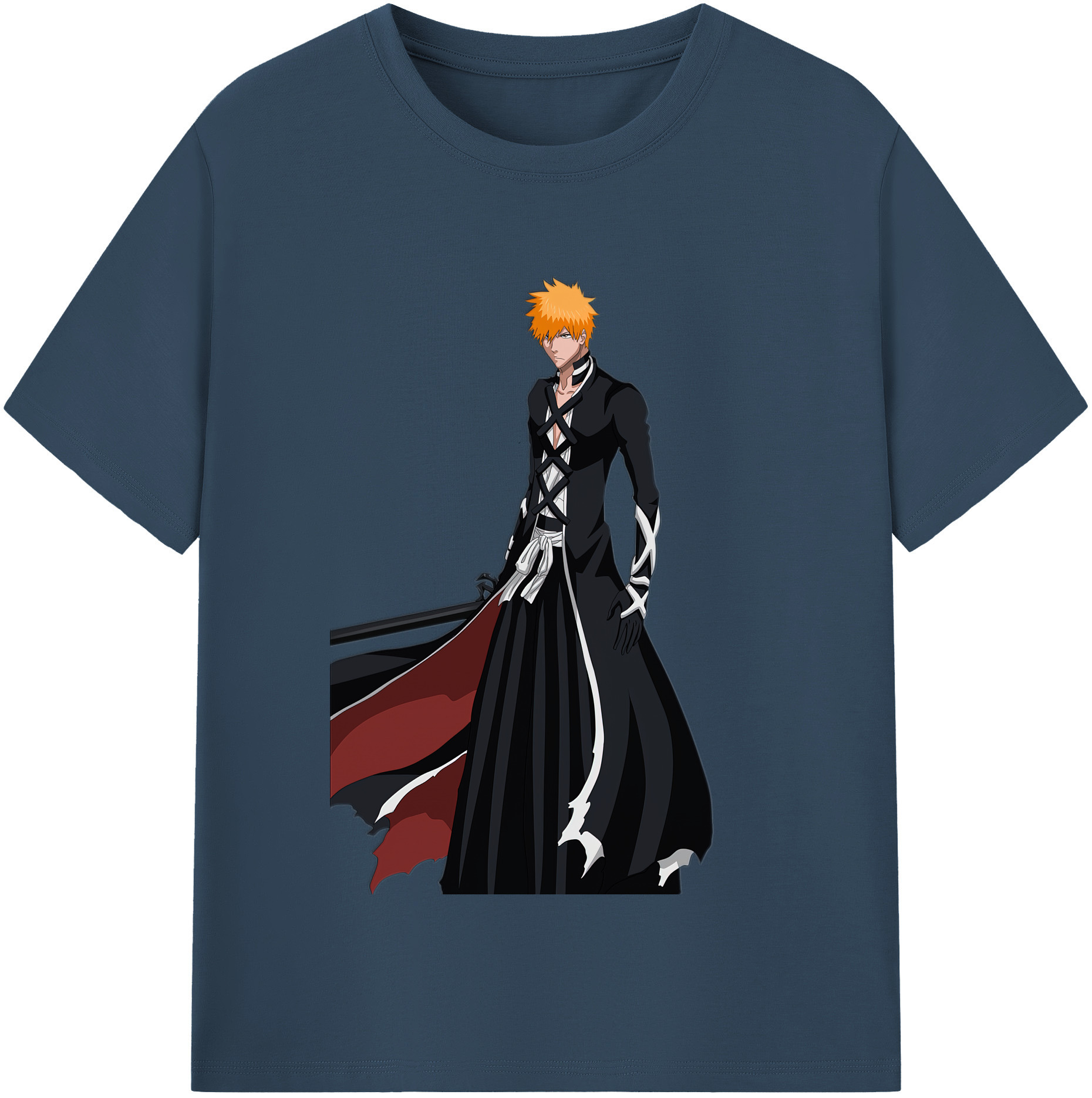 （画像用） ブリーチ 黒崎一護（くろさき いちご）BLEACH Kurosaki Ichigo レディースカジュアルプリントTシャツ（綿100％）