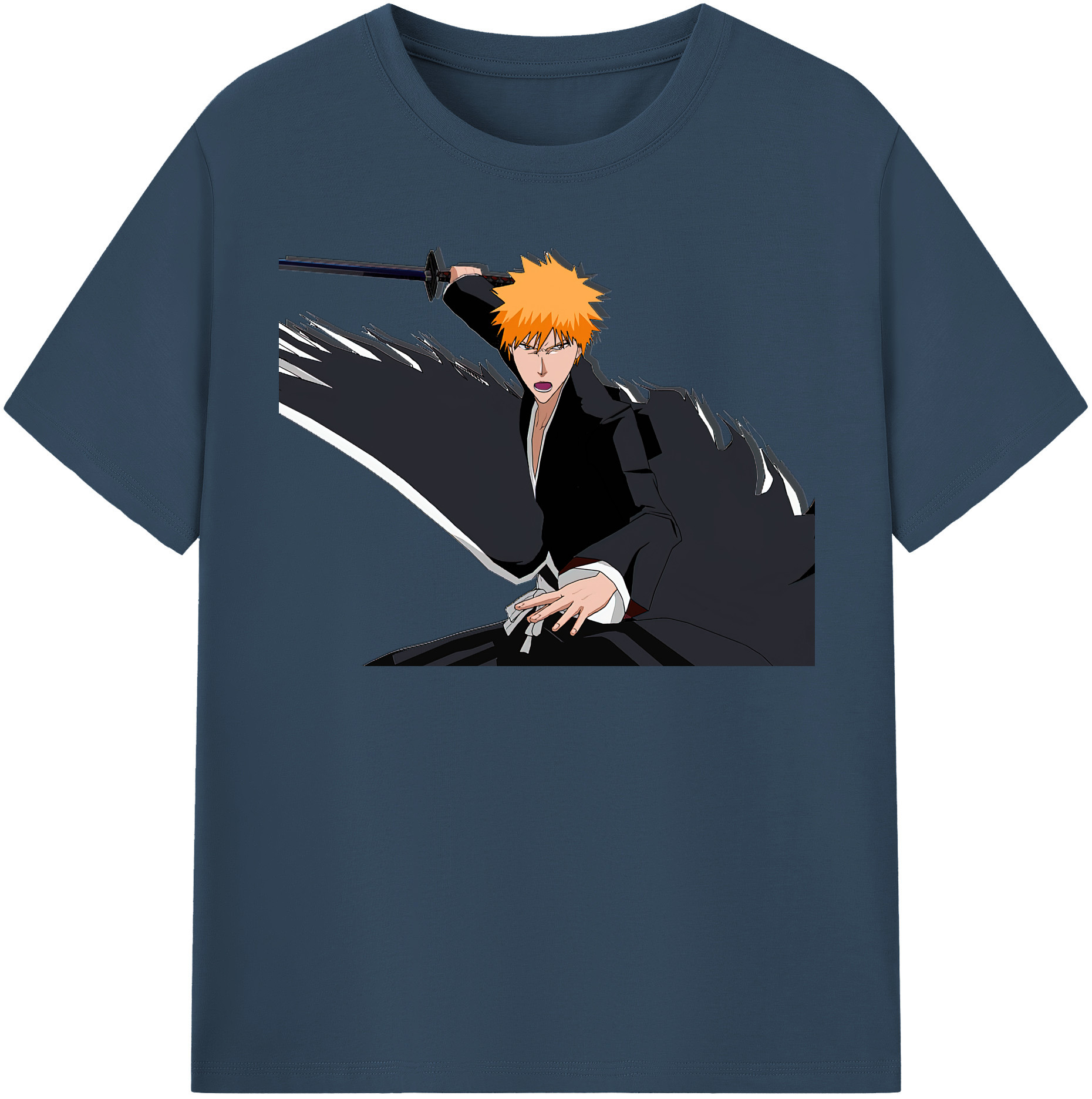 （画像用） ブリーチ 黒崎一護（くろさき いちご）BLEACH Kurosaki Ichigo レディースカジュアルプリントTシャツ（綿100％）