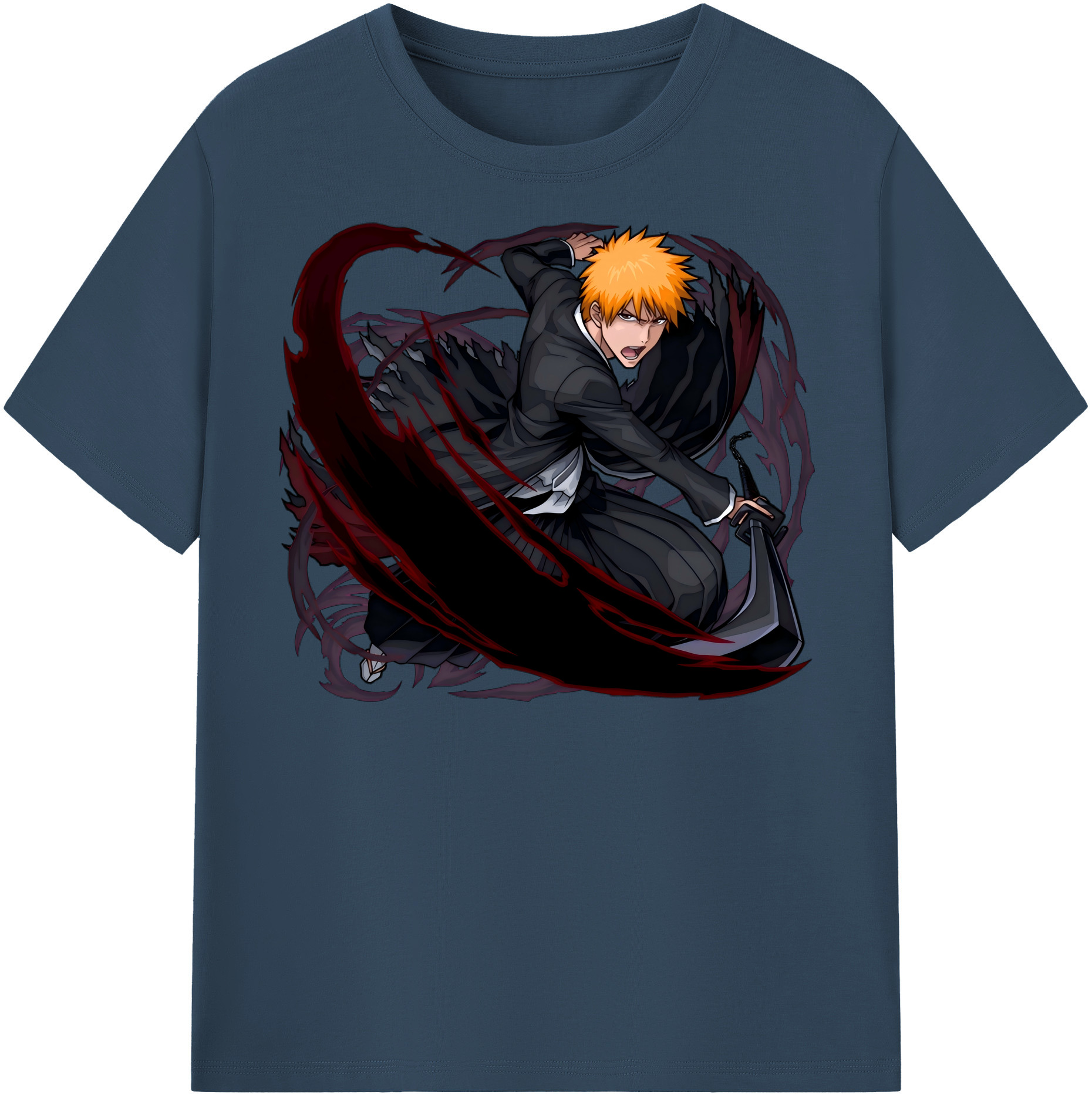 （画像用） ブリーチ 黒崎一護（くろさき いちご）BLEACH Kurosaki Ichigo レディースカジュアルプリントTシャツ（綿100％）