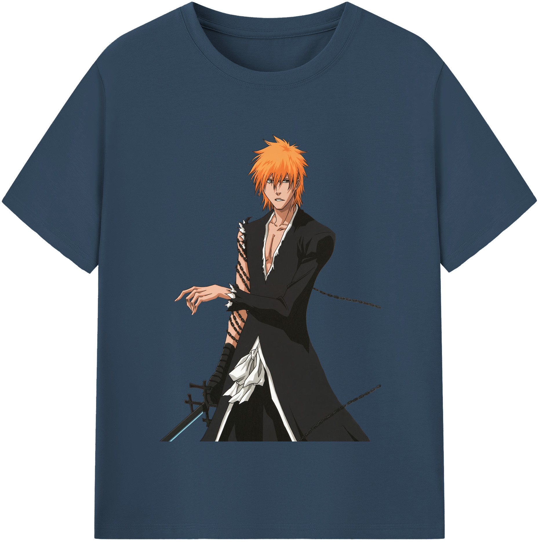 （画像用） ブリーチ 黒崎一護（くろさき いちご）BLEACH Kurosaki Ichigo レディースカジュアルプリントTシャツ（綿100％）