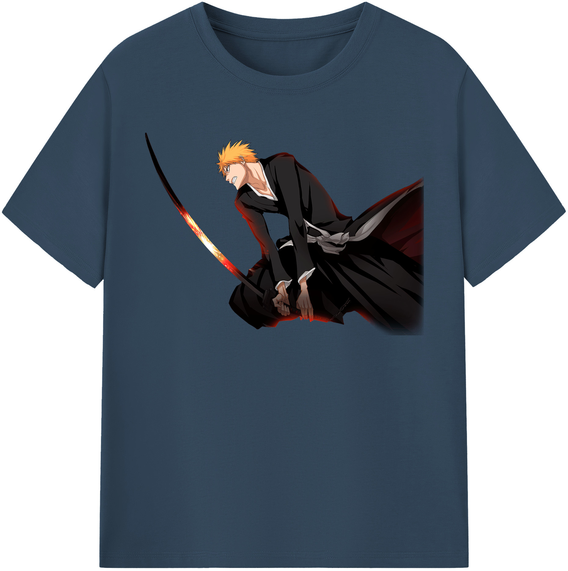 （画像用） ブリーチ 黒崎一護（くろさき いちご）BLEACH Kurosaki Ichigo レディースカジュアルプリントTシャツ（綿100％）