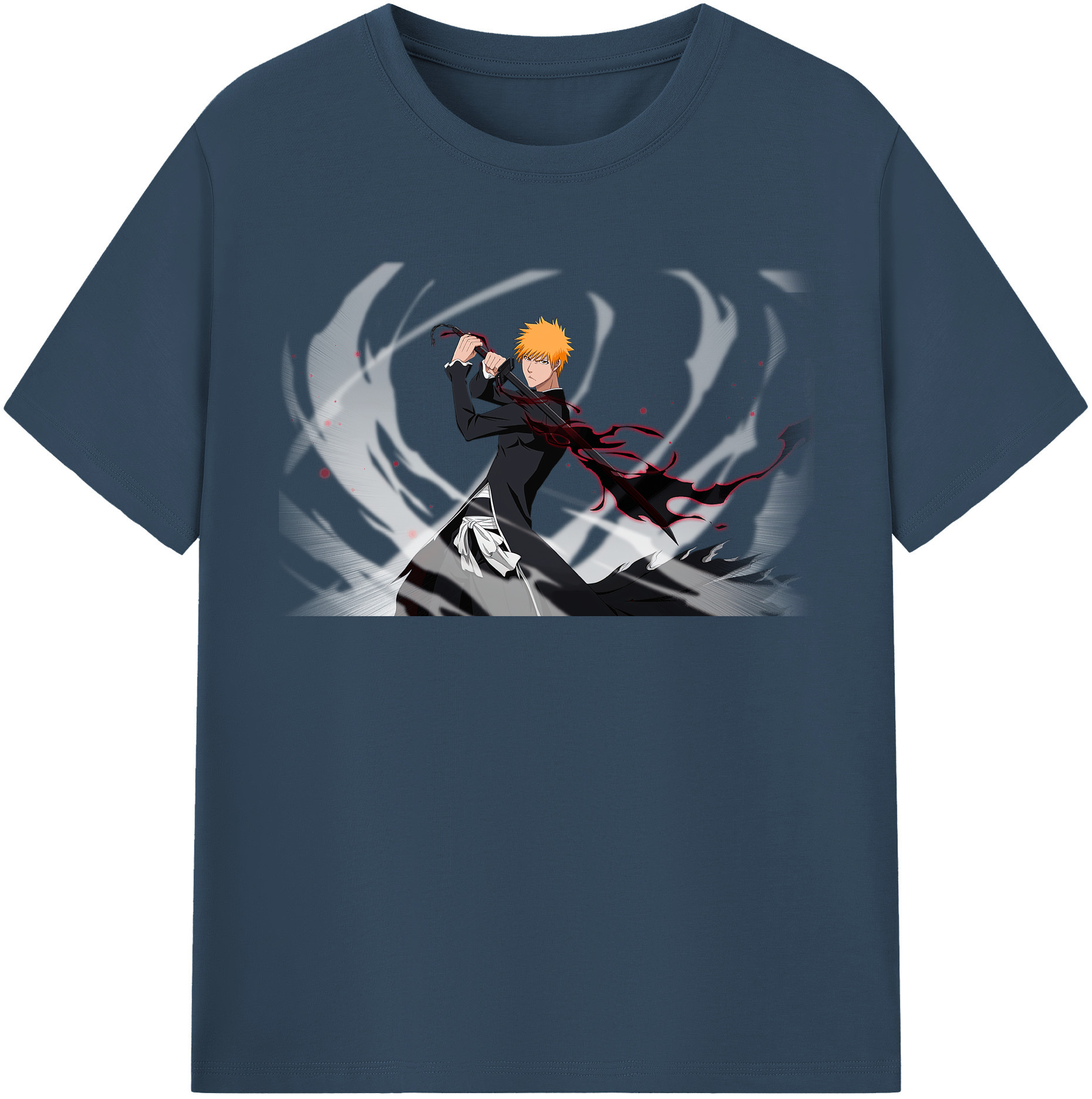 （画像用） ブリーチ 黒崎一護（くろさき いちご）BLEACH Kurosaki Ichigo レディースカジュアルプリントTシャツ（綿100％）
