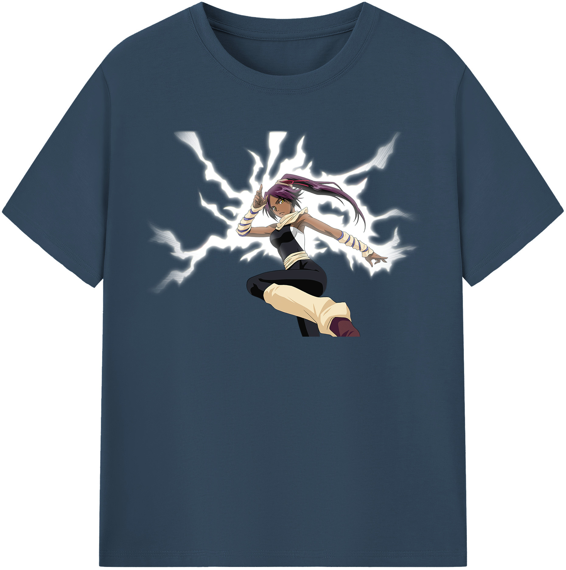 （画像用） ブリーチ 四楓院 夜一（しほういん よるいち） BLEACH Shihouin Yoruichi レディースカジュアルプリントTシャツ（綿100％）